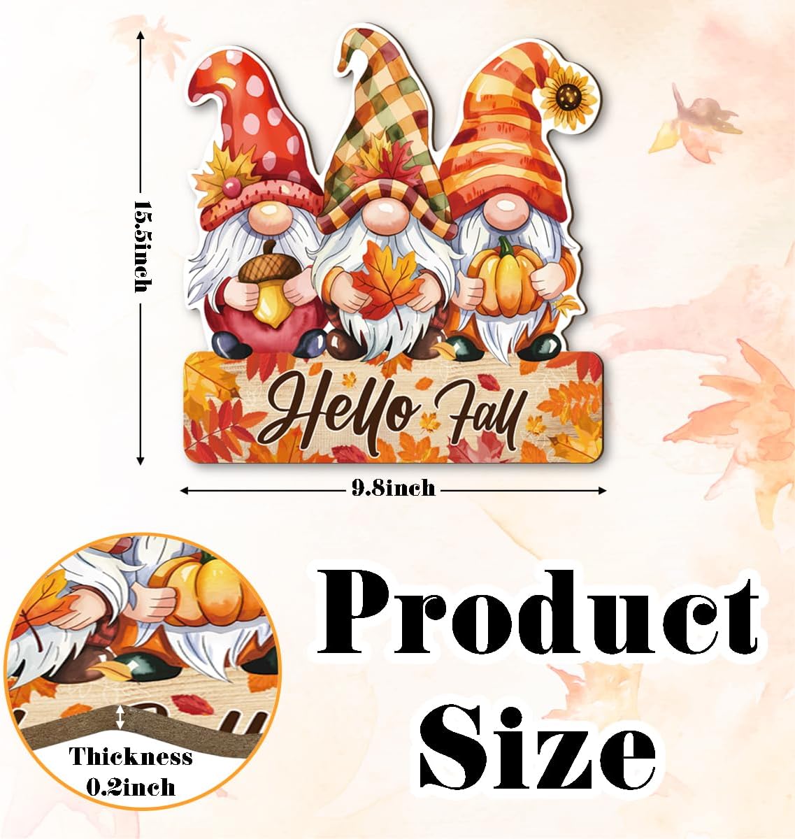 Hello Fall Wood Hanging Gnome Decoration, Autumn Wooden Signs, Rustic Thanksgiving Decoration, Home Interior And Exterior Decor, Autumn Harvest Thanksgiving Home Decor