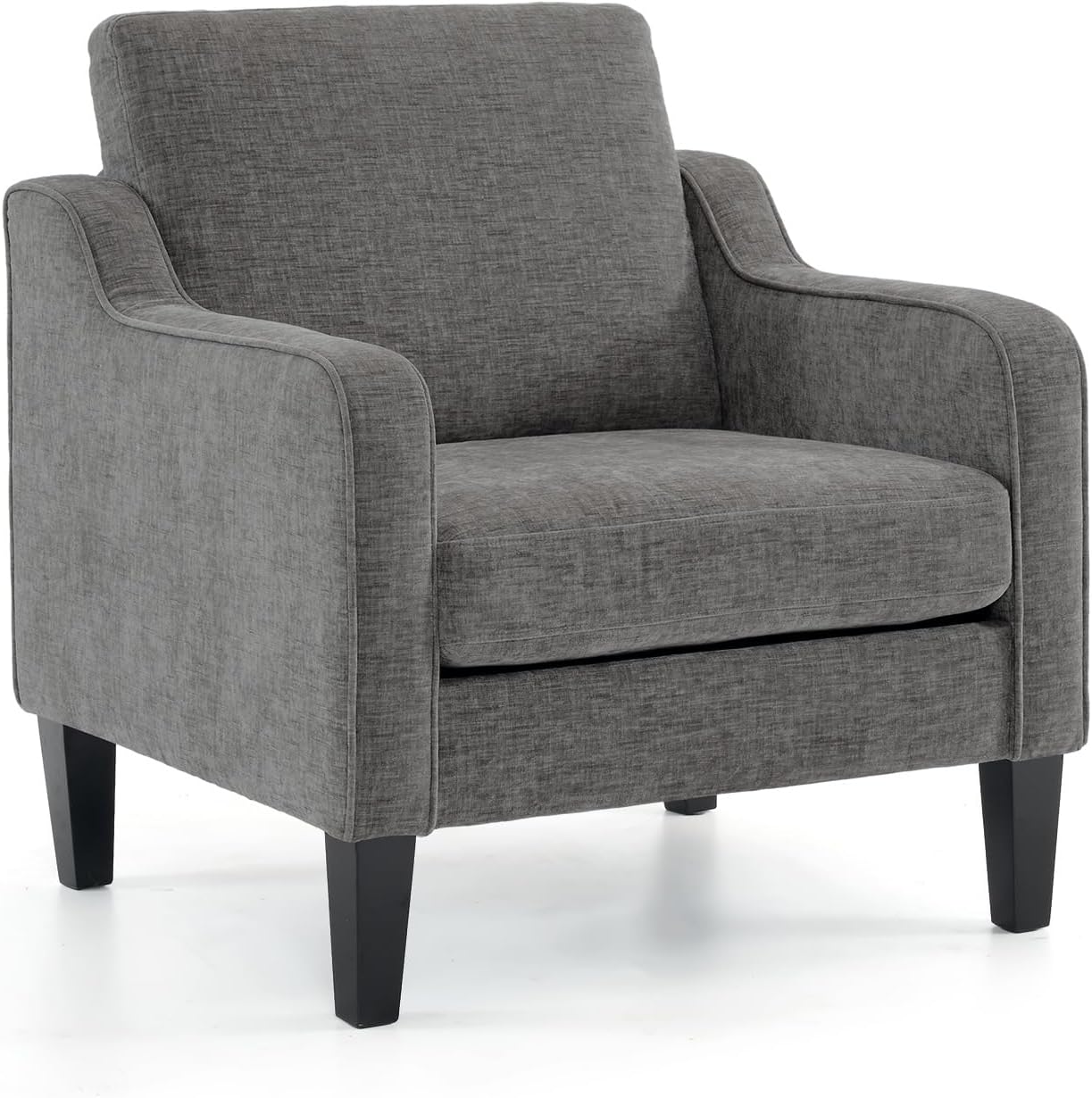 VINGLI Accent Chairs for Living Room Chairs Reading Chair Mid Century Modern Chair Soft Chenille Sofa Chair Upholstered Arm Chair Comfy Chair Side Chair (Light Grey Chenille)