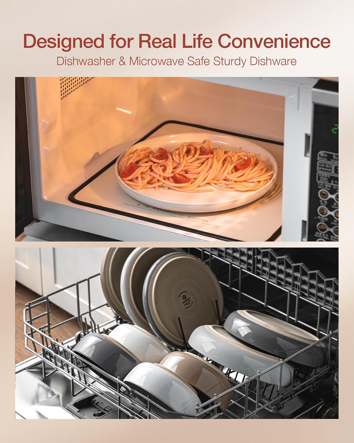 Famiware Milkyway Plates and Bowls Set, 12 Pieces Dinnerware Sets, Dishes Set for 4, Multi-color