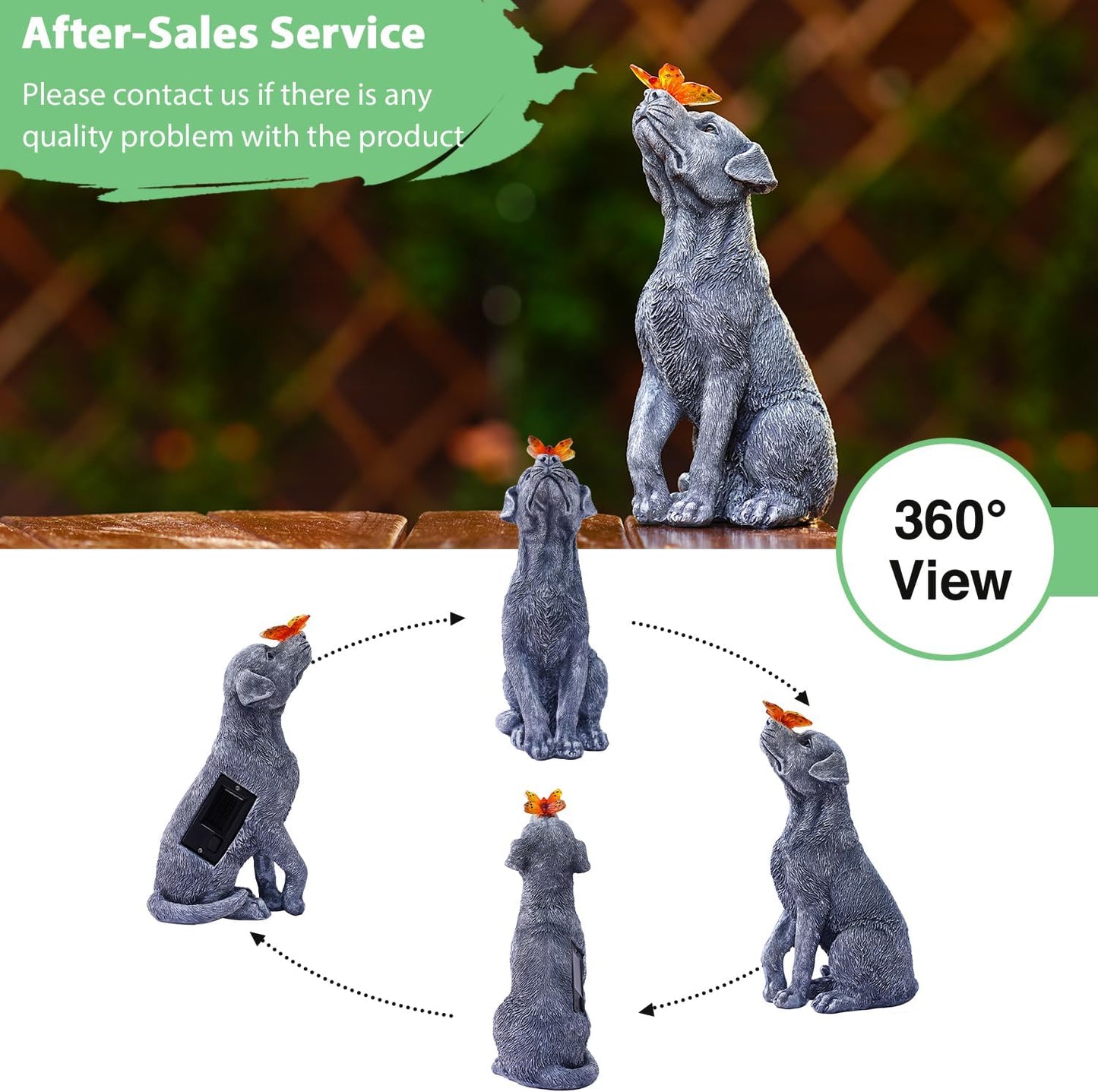 Goodeco Dog Statue with Butterfly - Ideal Gifts for Dad, Mom or Birthdays, Beautifully Crafted Outdoor Decorations to Wow Your Guests