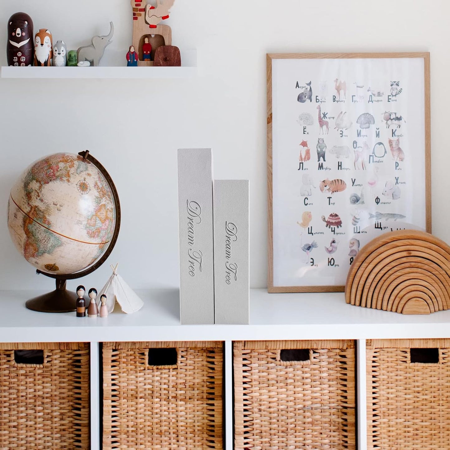 Decorative Book Boxes: Faux Books for Coffee Tables and Bookshelves, Home Decor Set of 2 Fashion Storage Boxes (Dream Tree)