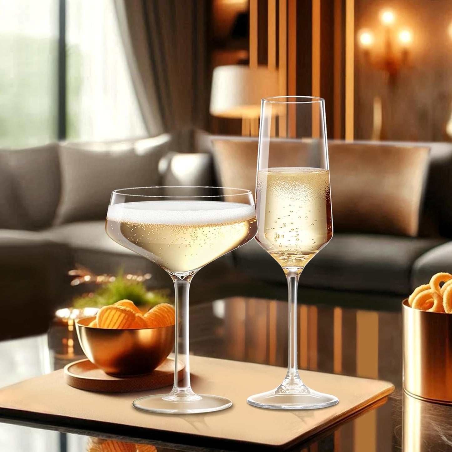 Amazing Abby - Stella - 8-Ounce Unbreakable Tritan Champagne Flutes (Set of 6), Plastic Wine Glasses, Reusable, BPA-Free, Dishwasher-Safe, Perfect for Poolside, Outdoors, Camping, and More