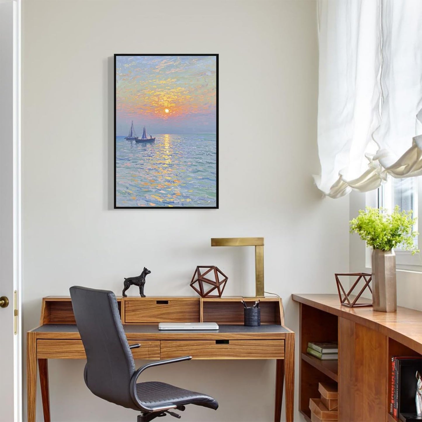 Coastal sailboat scenery poster art decor ocean nautical room decor beautiful sailboat seascape decor suitable for beach villa