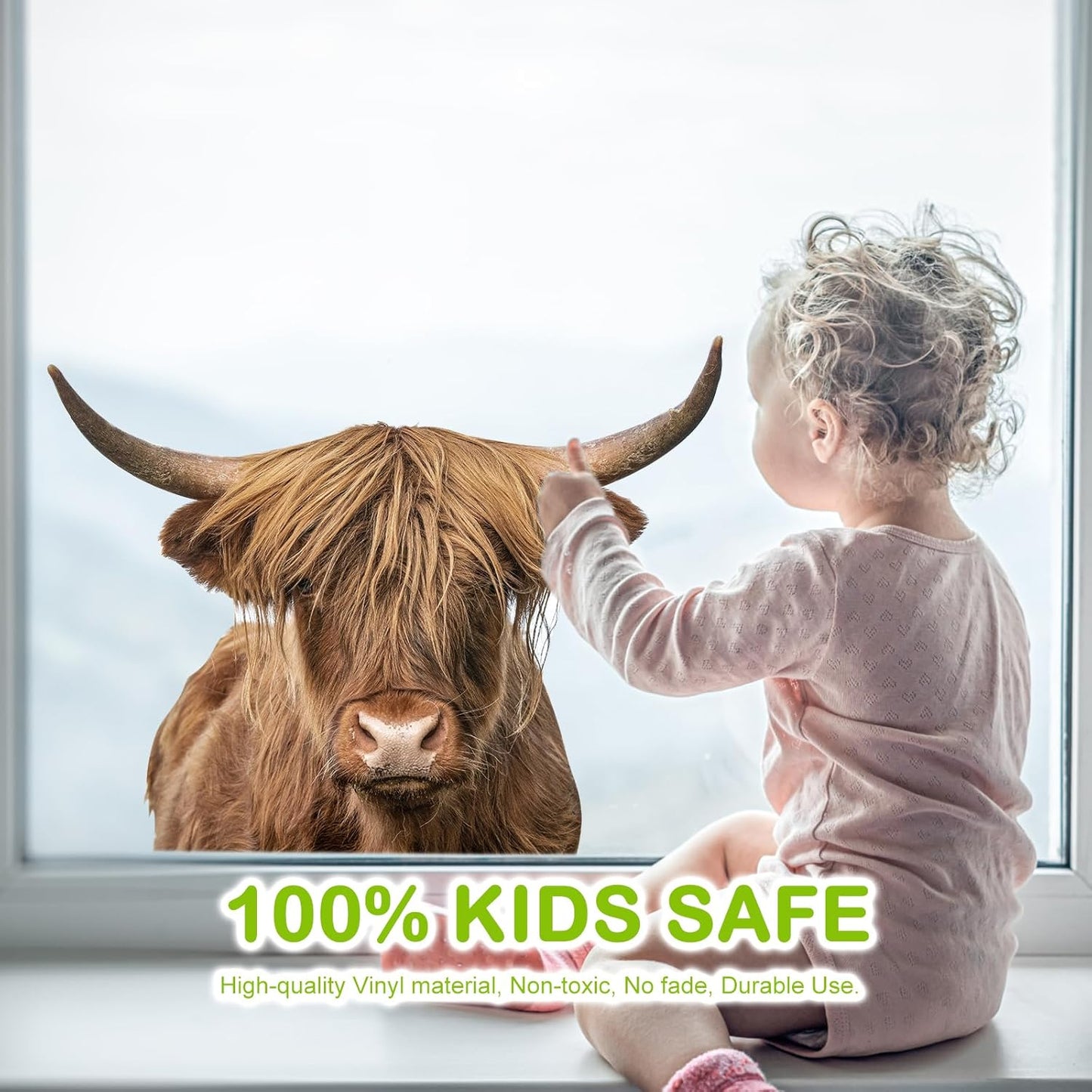 Highland Cow Wall Window Stickers Decor Scottish Cow Wall Decals Peel and Stick Funny Cow Wall Stickers Removable Cool Cow Farmhouse Kitchen Decoration Weird Gifts for Fiends Christmas