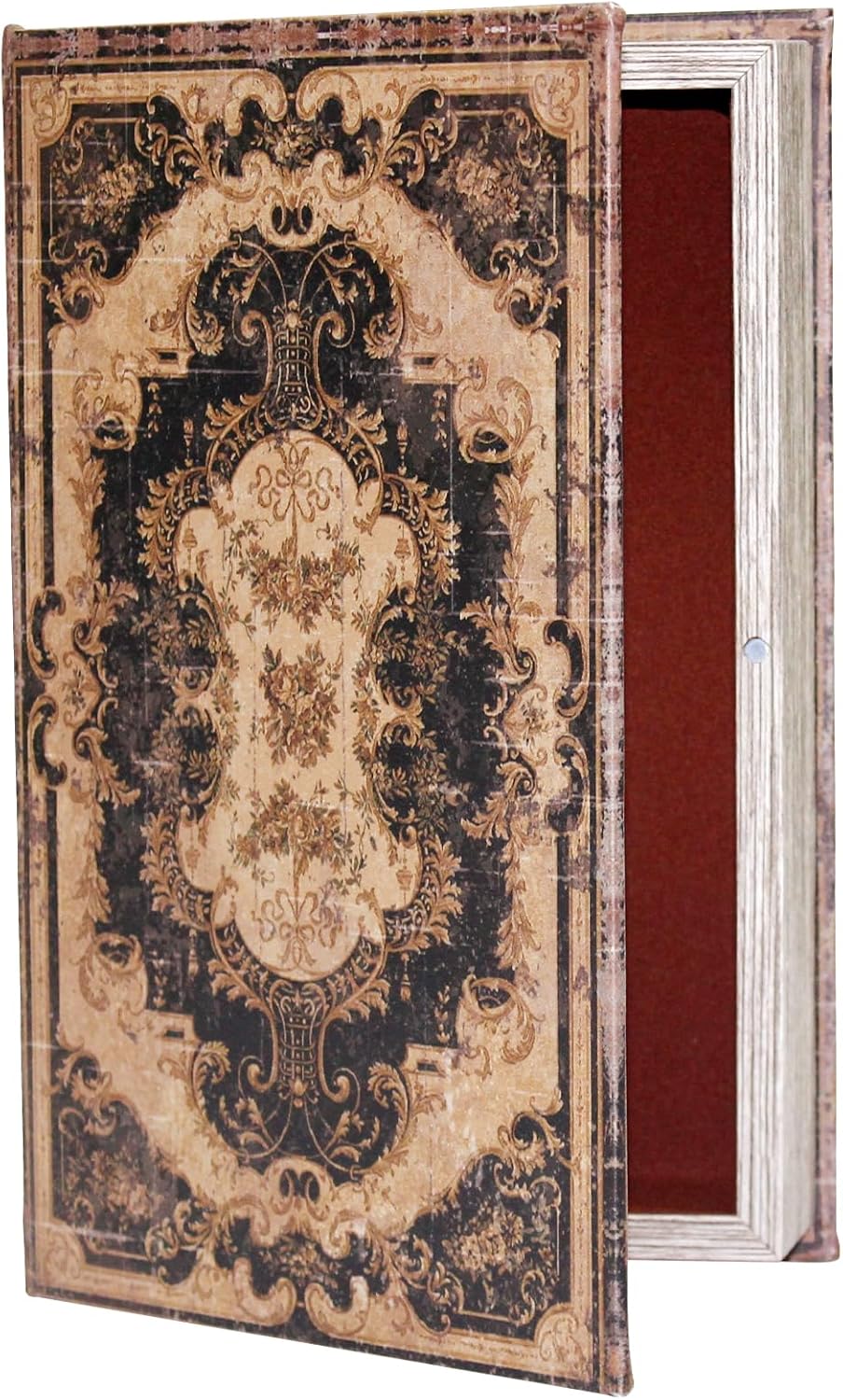 Decorative Storage Box for Home Decor - Vintage Faux Wood Book Box with Magnetic Lock, Hidden Jewelry & Remote Storage, Coffee Table Books Decor, Shelf Decor Accents (M Size, 10.2") -5-05