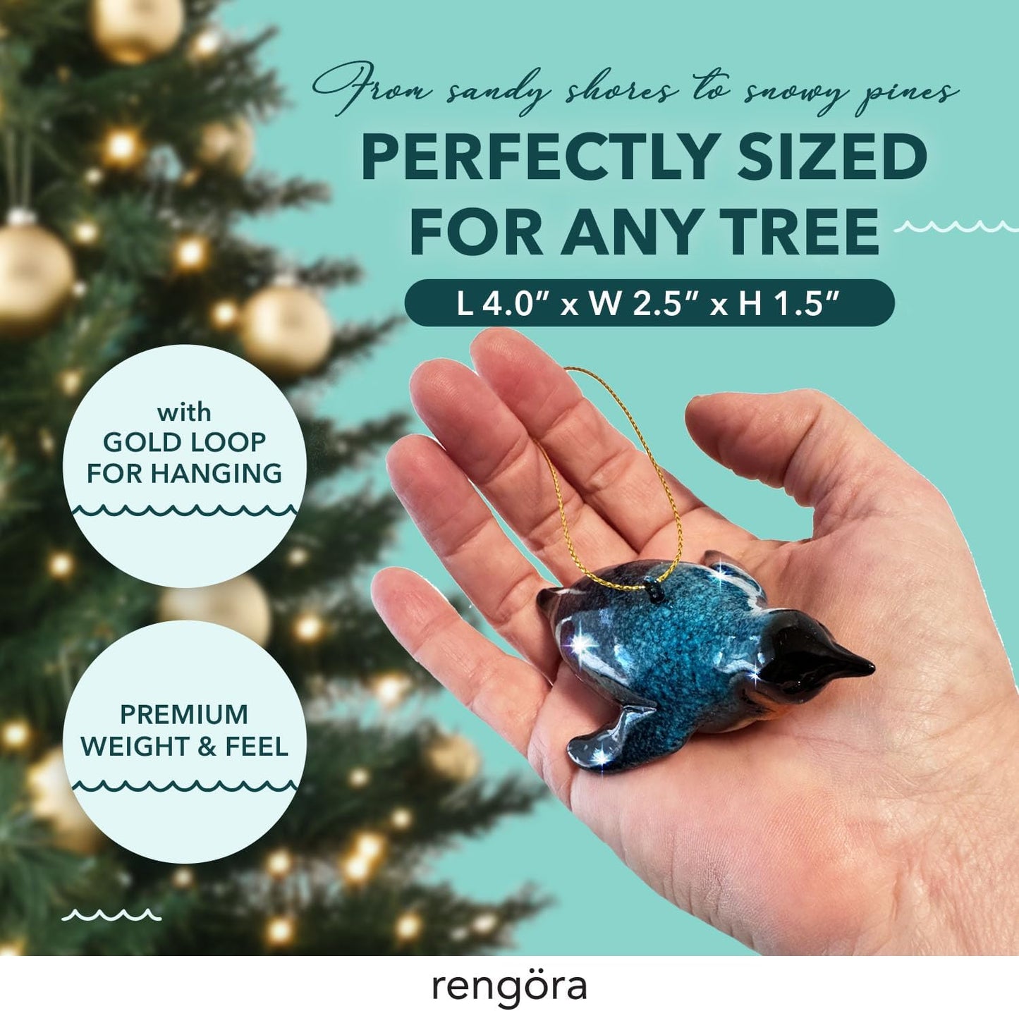 Hand-Painted Beach Christmas Ornament – Coastal Tree Decoration for Ocean Lovers – Unique Nautical Ornament for Christmas Tree or Stocking Stuffer Gift (Penguin)