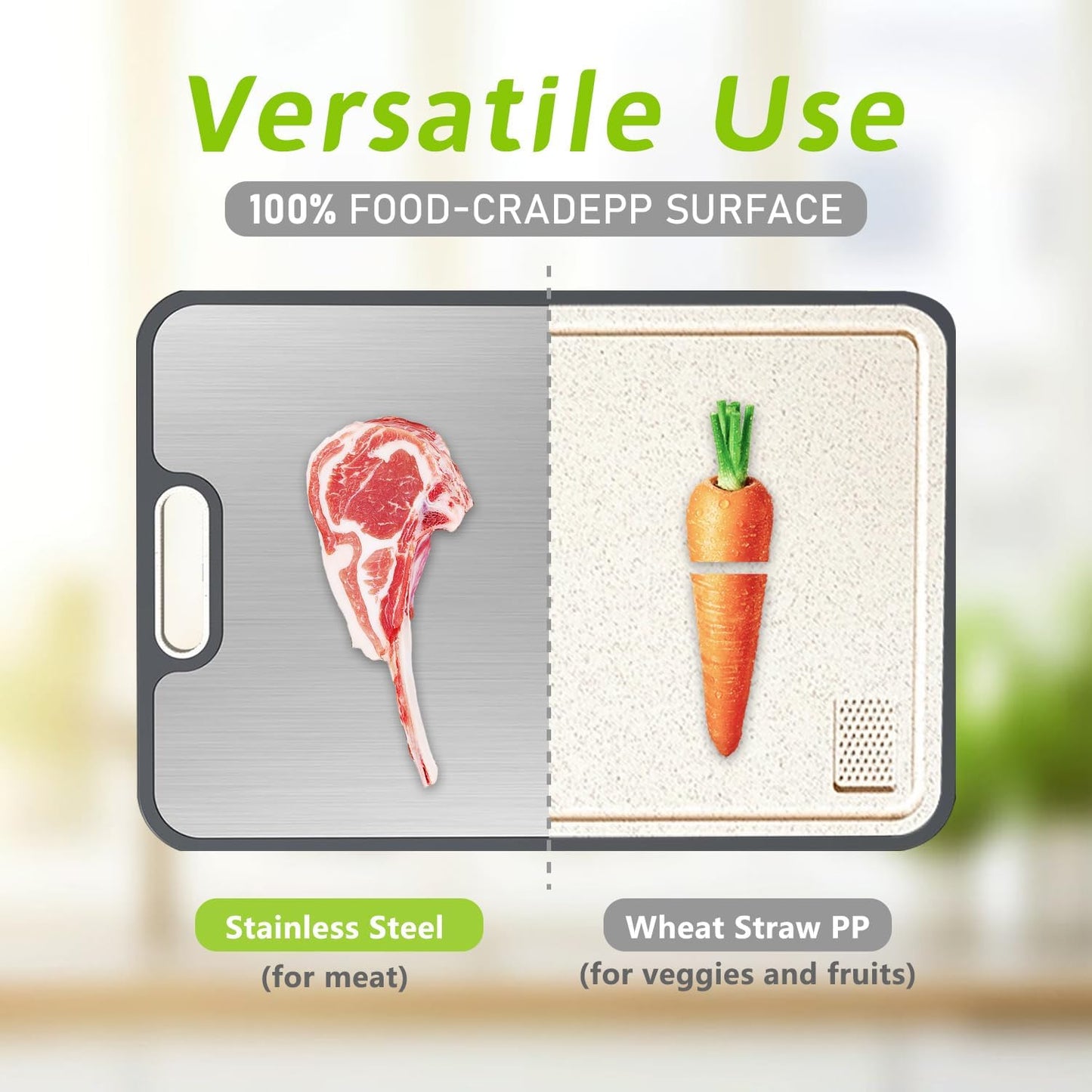 FIRE HIVE Kitchen Stainless Steel Cutting Board,Double-Sided Multi-Functional Cutting Boards,Large Cutting Board Made of Stainless Steel & Platycodon, 16*11 inches Safe Kitchen Cleaning Cutting Boards