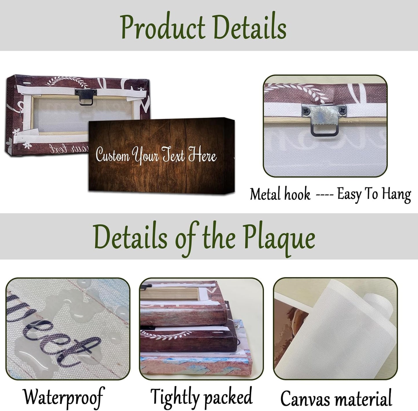 CHAOSETKEN Custom Text Sign Wall Art Personalized Family Quote Wall Decor Family Sign Canvas Prints Customized Wood Text Quote Pictures Rustic Farmhouse Decor Framed (24L x 6W)