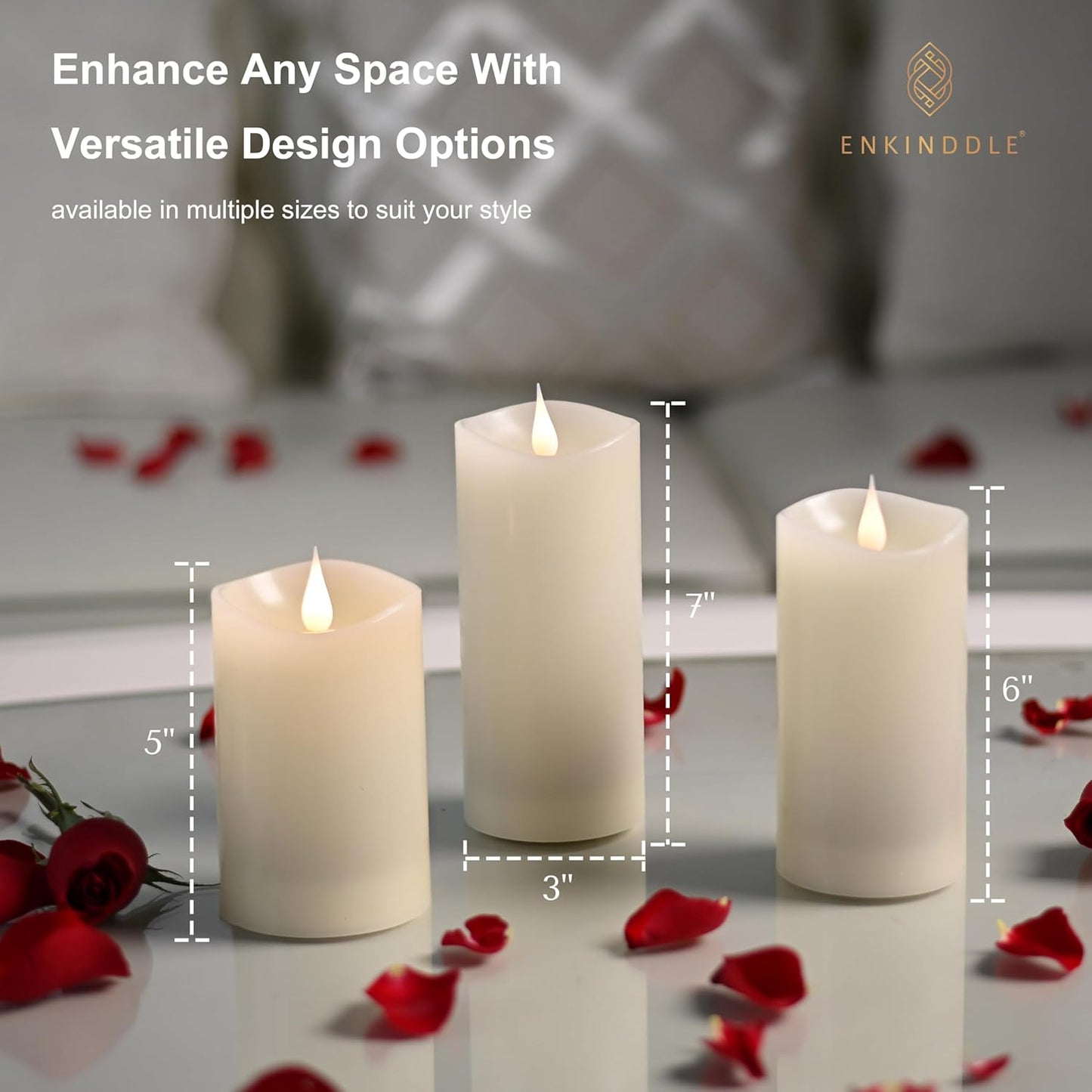 Flickering Flameless Candle, Real Wax LED Pillar Candle with 3D Moving Flame, Battery Operated, Built-in Timer, Ivory, Unscented, Safe for Home Décor, and Holidays 3" x 6.12"