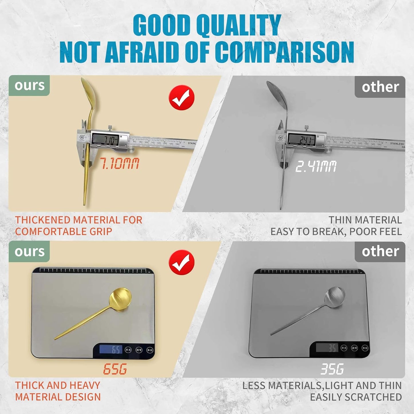 Matte White Gold Silverware Set for 4,Modern Stainless Steel Brushed Cutlery Set,20-Pieces Heavy Duty Flatware Set,Knives Spoons and Forks Set Utensils Set, Satin Finish, Dishwasher Safe