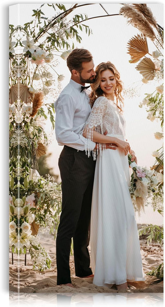 Custom Canvas Prints with Your Photos - Personalized Pictures Print, Customized Photo Gifts, Wall Art Poster Canvas Printing for Wedding, Family, Baby, Pets, Home Office Decor, Wrapped Frame 24x48