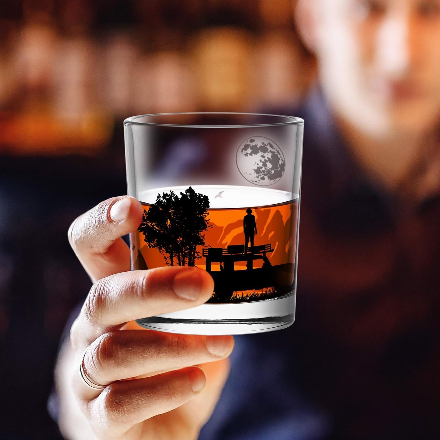 Old Fashioned Whiskey Glasses, Stemless Wine Glasses with Gift Box, 10Oz Rocks Glass for Scotch Cocktail Bourbon Vodka Liquor, Unique Gifts for Dad, Husband, Father's Day, Anniversary