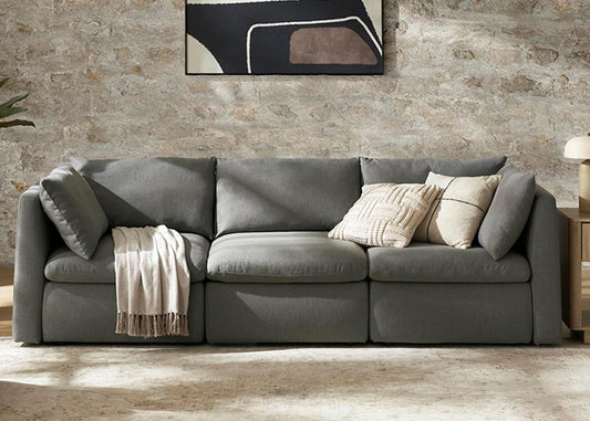 mopio Oversized Modular Sectional Sofa with Fully Removable Covers and Storage, Convertible U, L-Shaped and Sleeper Sectional, Modern Couches with Ottoman Chaise (Stone Gray Fabric, 3 Seater)