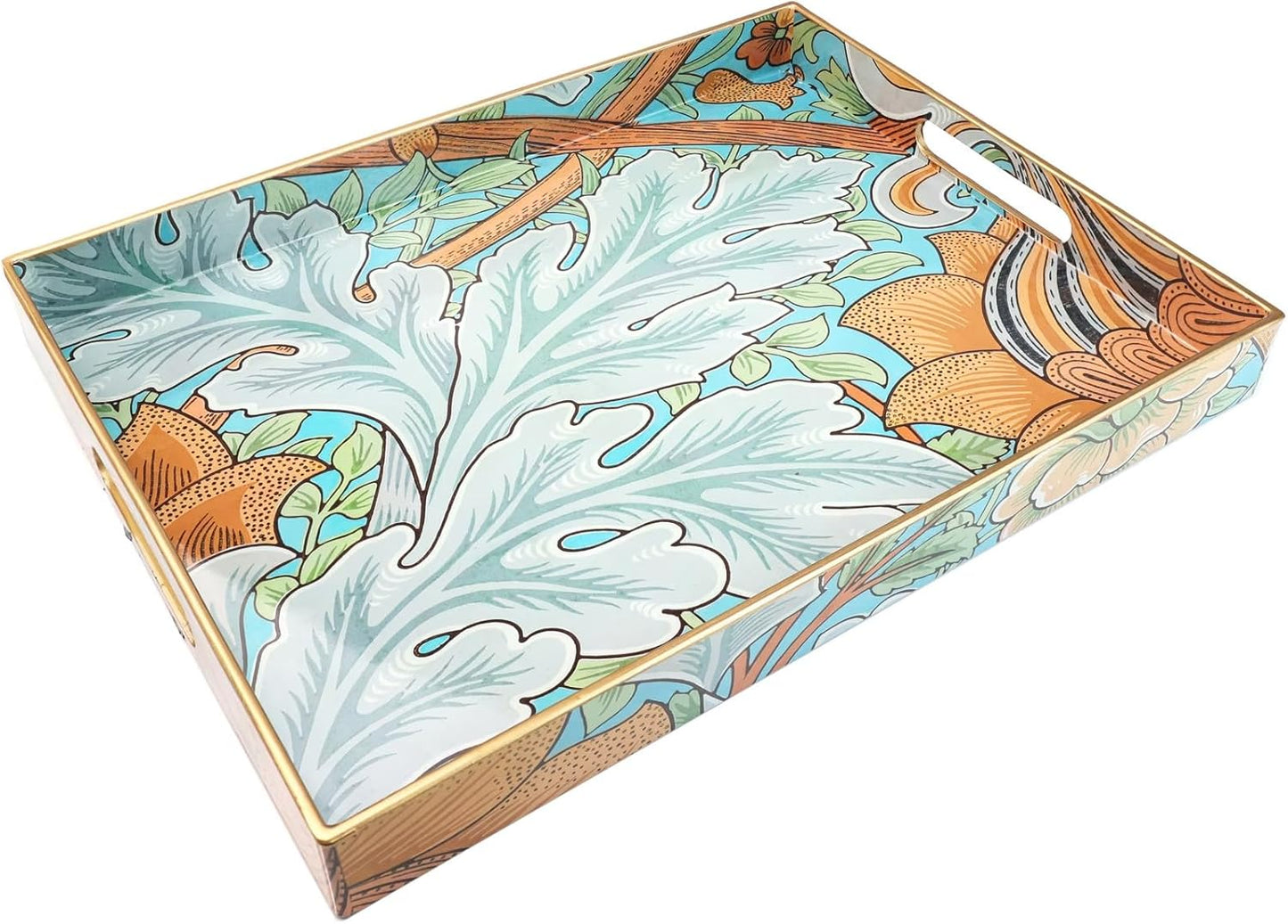 Spsyrine Serving Tray with Handles, Plastic Decorative Tray for Coffee Table, Living Room, Home Decor, Sunflower