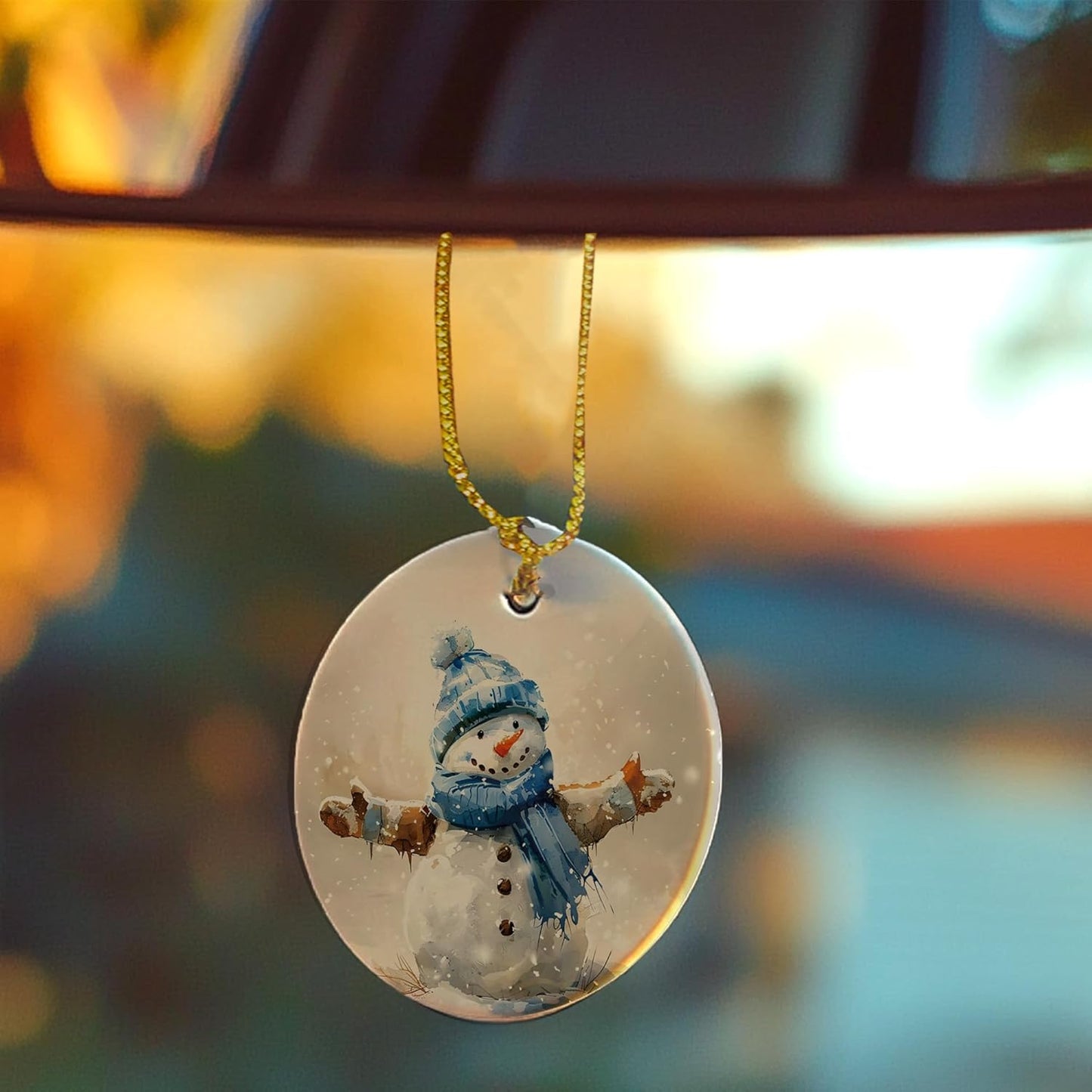 Christmas Snowman Ceramic Ornament Gifts, Winter Christmas Blue Snowman Decorative Hanging Ornaments for Xmas Tree Holiday Party Decoration, Winter Xmas Tree Decorations