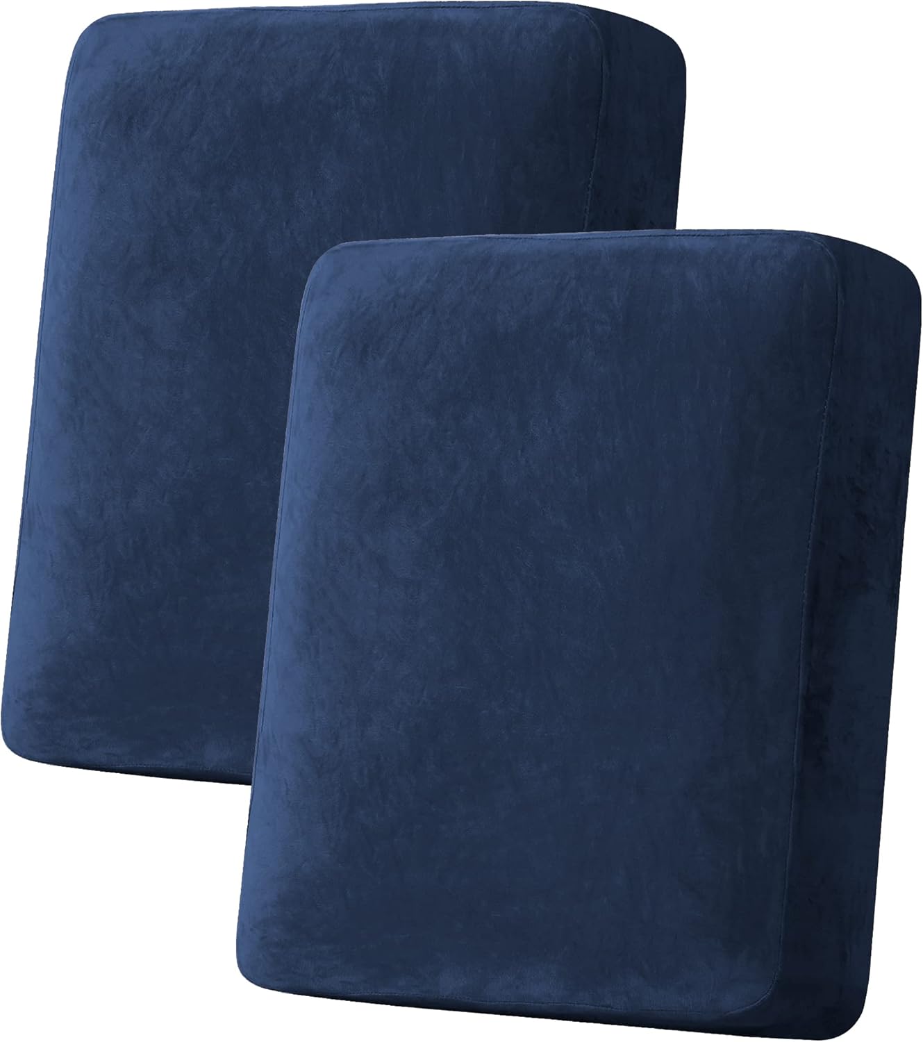 H.VERSAILTEX Velvet Stretch Couch Cushion Cover Plush Cushion Slipcover for Chair Loveseat Sofa Cushion Furniture Protector Seat Cushion Sofa Cover (2 Piece Medium Sofa Cushion Covers, Navy)