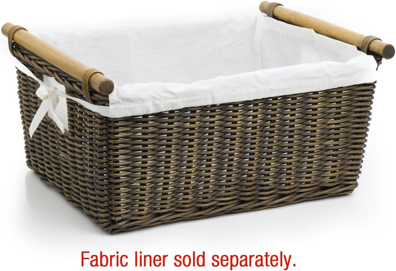 The Basket Lady Pole Handle Wicker Storage Basket, Extra Large, 20 in L x 16 in W x 10 in H, Antique Walnut Brown