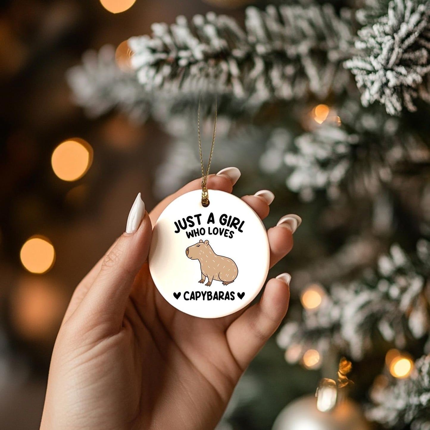 Capybara Ornament, Capybara Ornament, Capybara Gifts, Capybara Tree Decorations, Just a Girl Who Loves Capybaras Ceramic Ornaments, Capybara Decorative Hanging Ornament