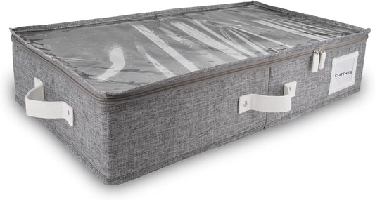 HOMELUX THEORY 1pc Under Bed Storage Containers, Bedroom Under the Bed Drawer Storage Organizer with Bins and Lids, Large Underbed Clothes Storage Box Ideal for Blanket, Fabric, & Shoes (LightGray)