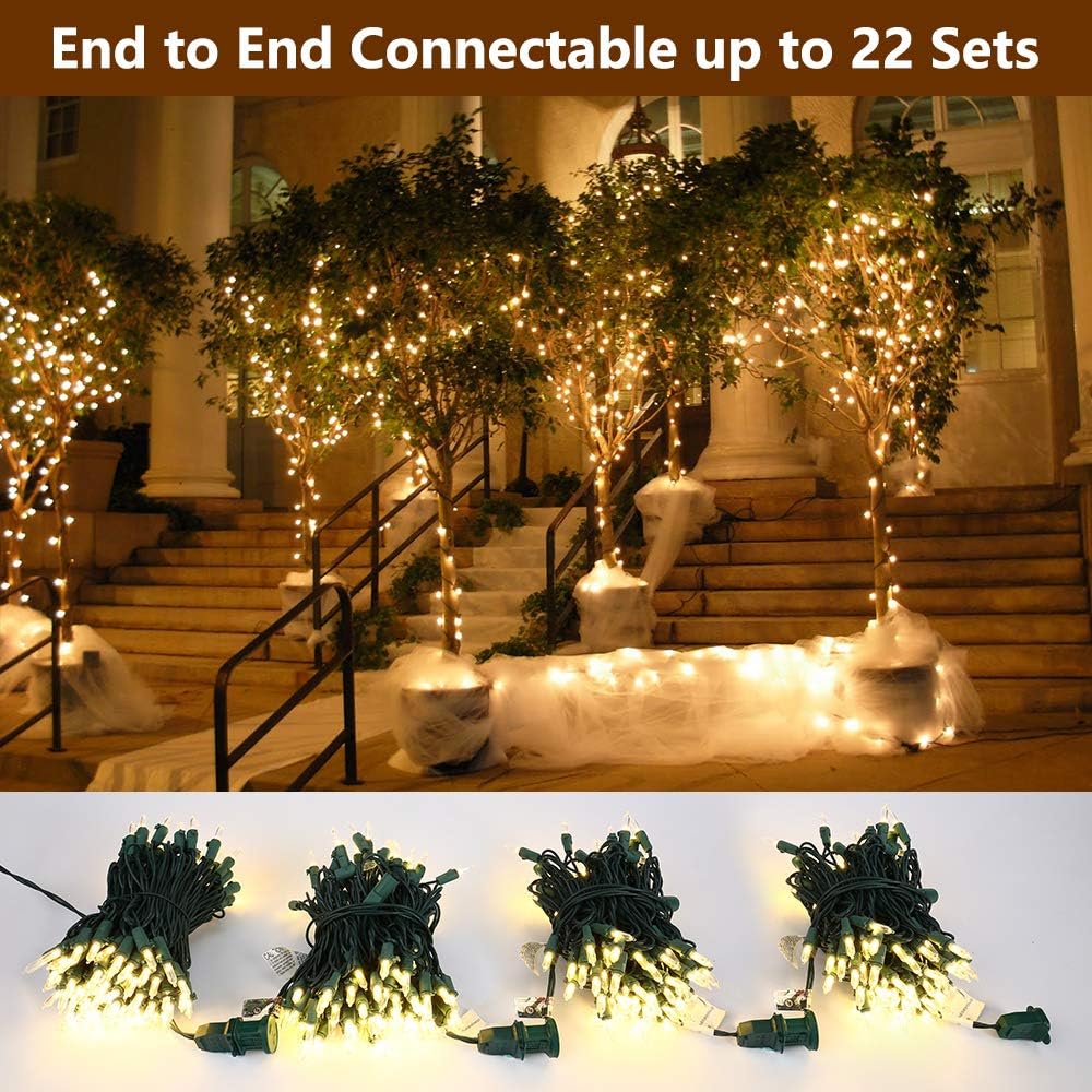 Brizled Christmas Lights Warm White, 2 Pack 33ft 100 LED Christmas String Lights, 120V UL Certified Connectable Xmas Tree Lighting Mini Xmas Light Set for Holiday Tree Home Party Indoor Outdoor Decor