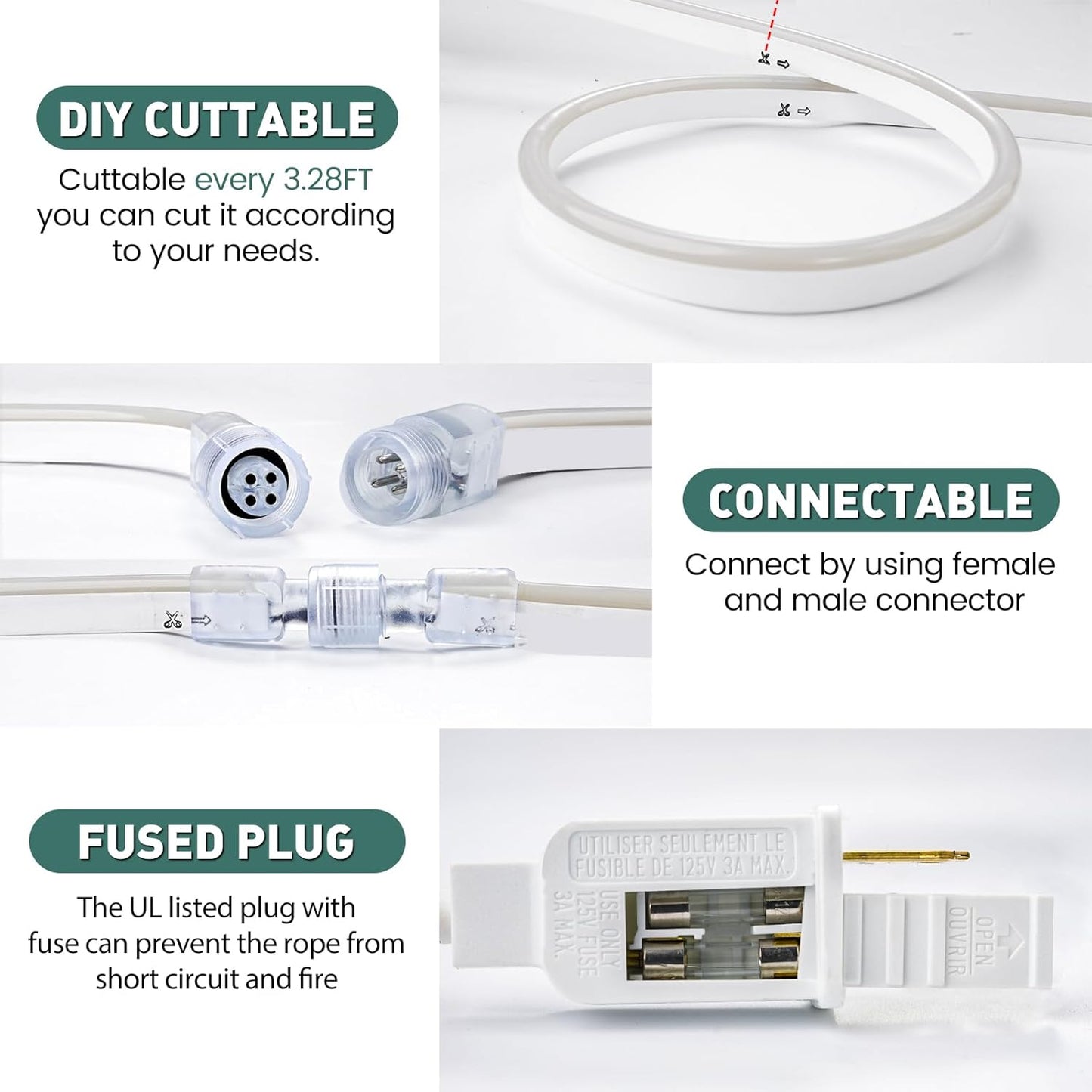 GZBtech RGB LED Neon Rope Lights 16.4FT/5M, AC 110-120V Waterproof Color Changing LED Rope with Remote Controller, Dimmable Multi Color Neon Rope Lighting for Indoor Outdoor Commercial Use