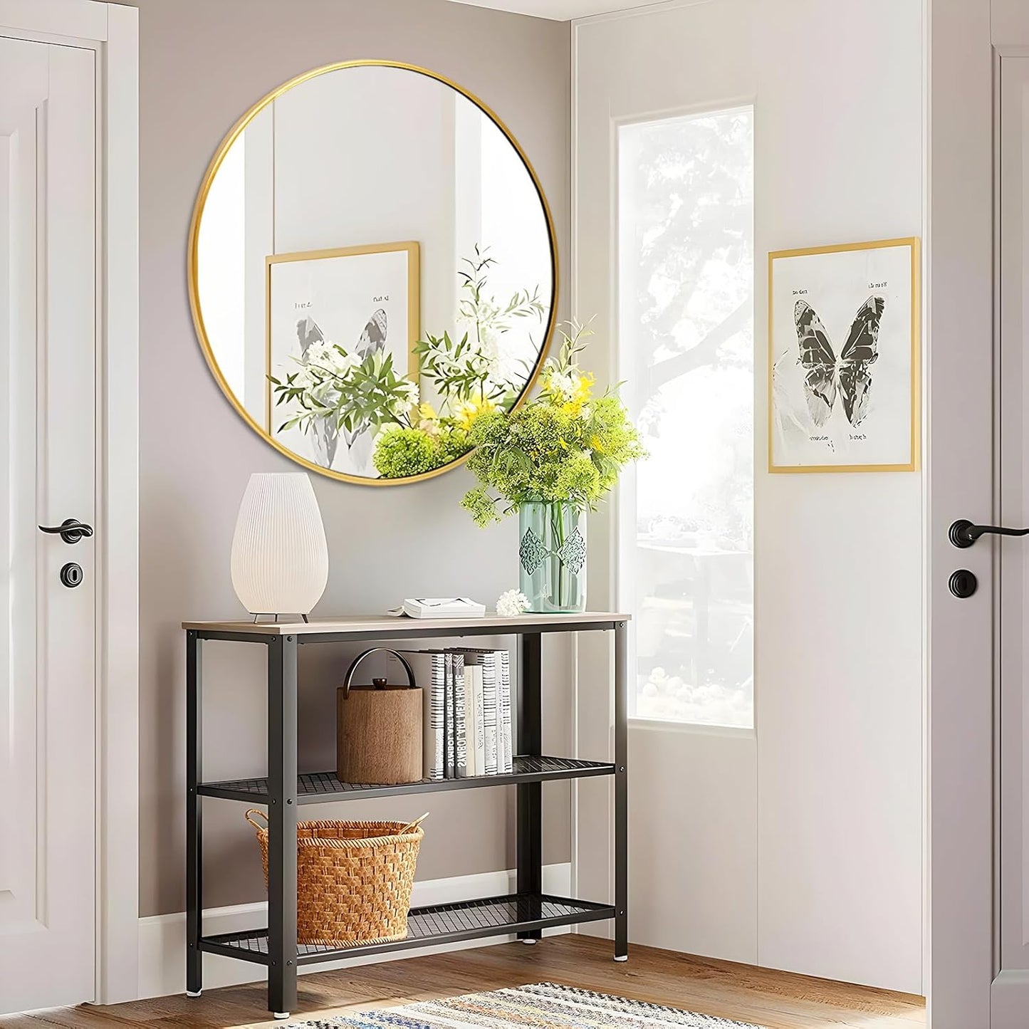 Fabuday Large Round Mirror for Wall 36 Inch Gold - Huge Circle Mirror Bathroom, Living Room, Bedroom, Hallyway, Matte Frame Metal Mirrors