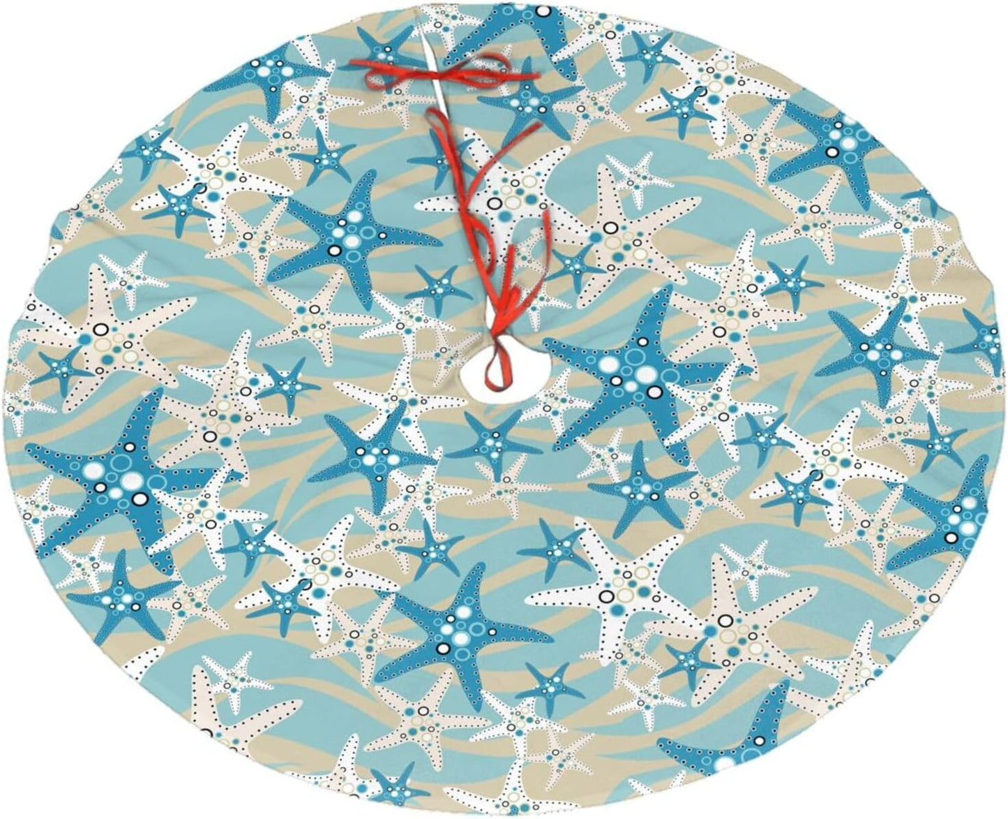 Christmas Tree Skirt,Beach Starfish Xmas Tree Skirt Rustic Farmhouse Tree Skirt for Christmas Decor Xmas Holiday Home Party Decorations36