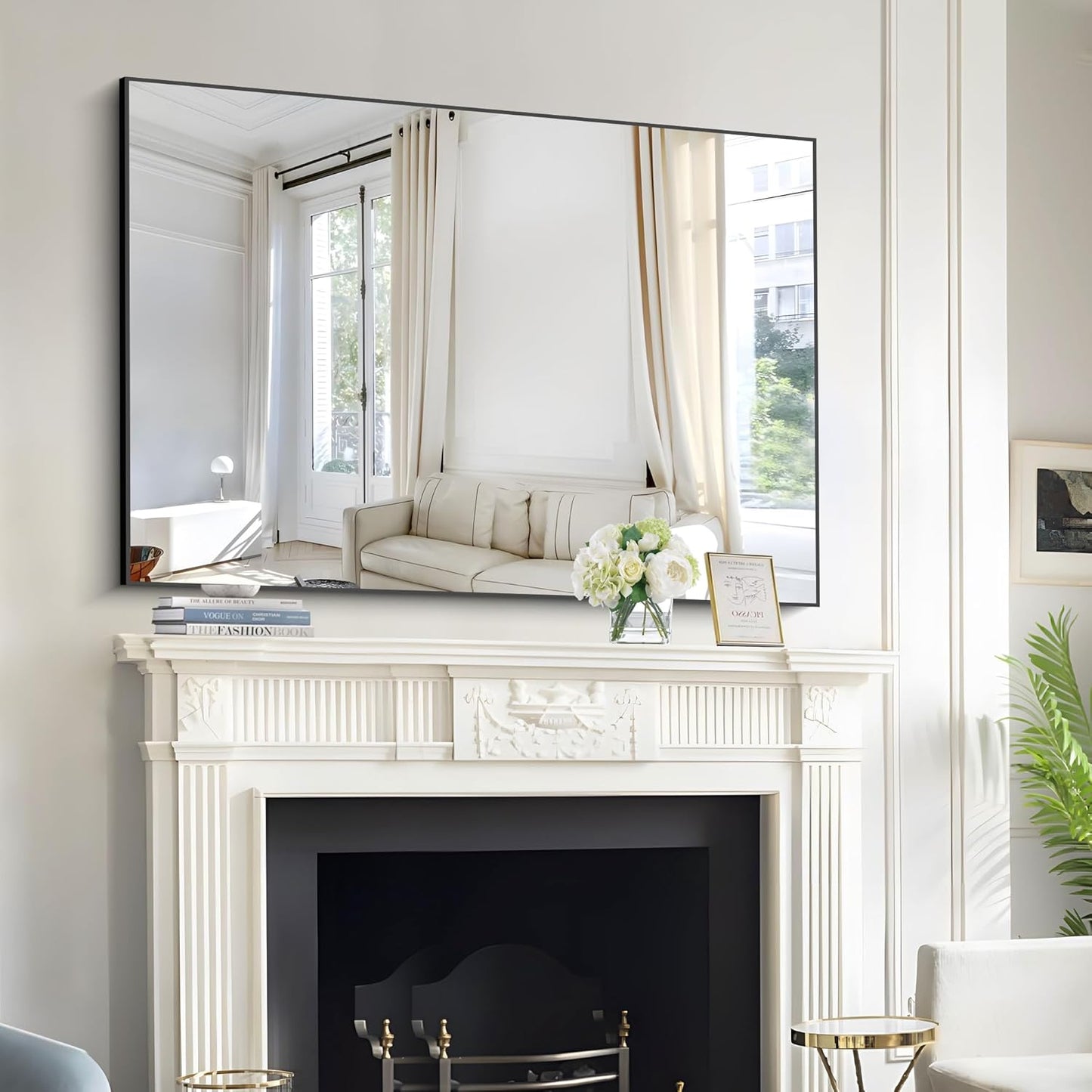 Black Bathroom Mirror for Wall, 60x36 Inch Rectangle Mirrors with Metal Frame, Large Modern Vanity Wall Mirror for Bathroom Living Room, Entryway Hangs Horizontal or Vertical