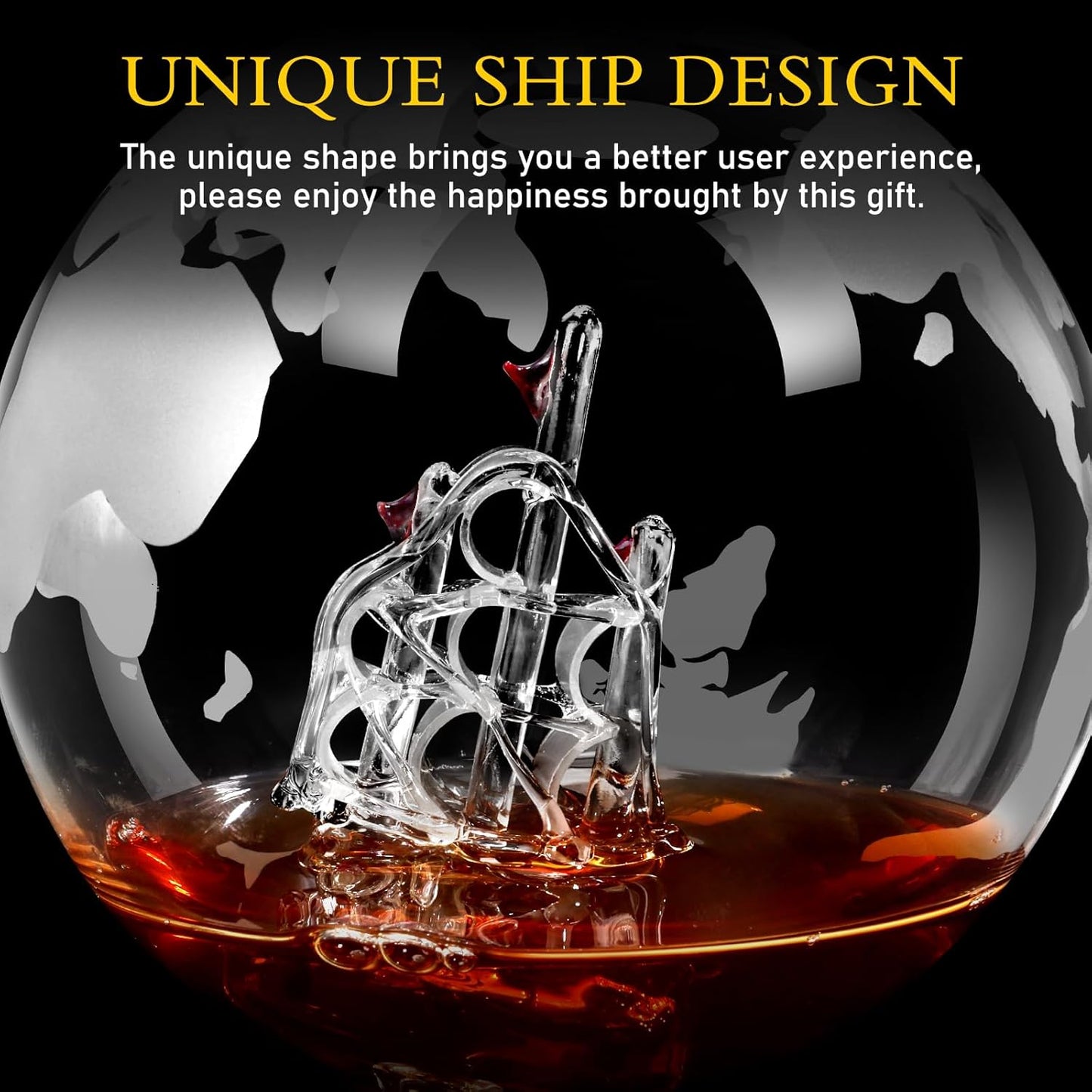 Whiskey Decanter for Men, Whiskey Globe Decanter for Liquor, Bourbon, Vodka, Cocktails, Scotch liquor decanter for Men Father's Day Anniversary Unique Gifts - 850ml