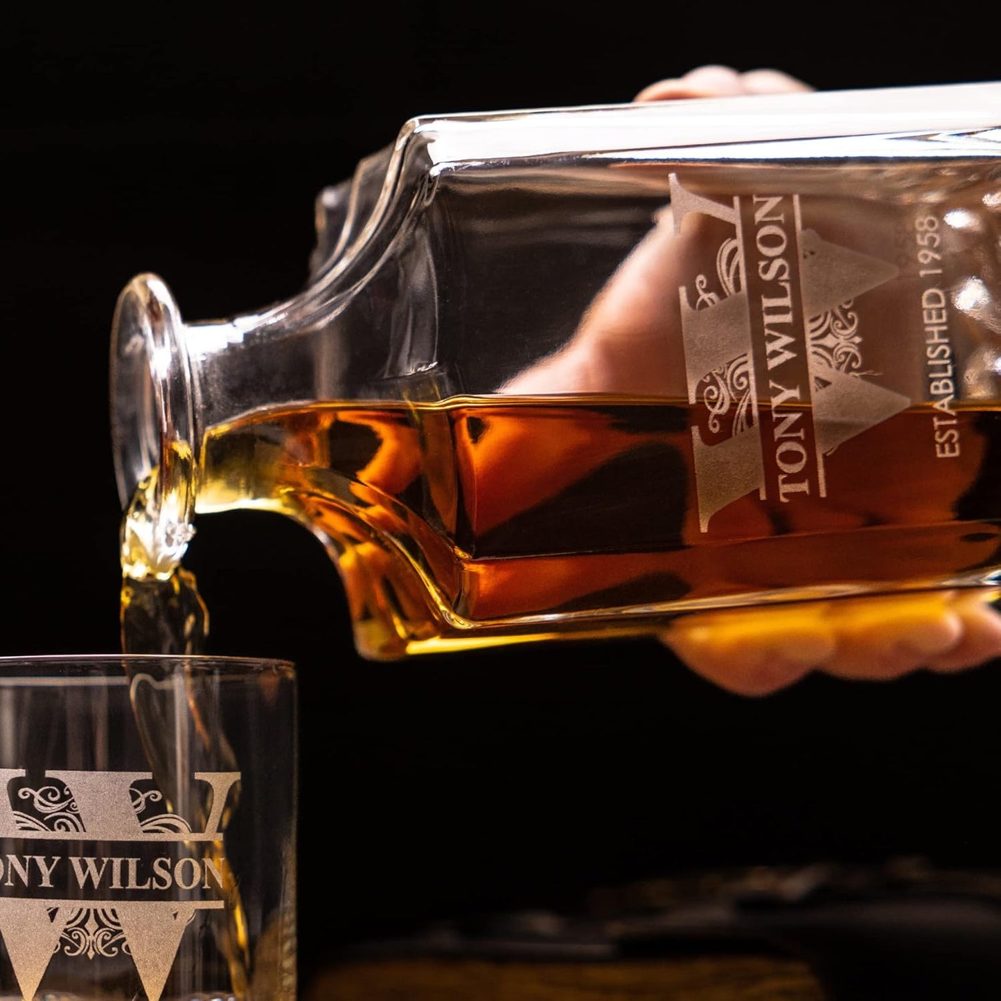 Gifts Inscribed Custom Whiskey Decanter Bottle (750 ml) - Personalized Glass Liquor Decanter Set - Customized Glassware - Engraved Whisky Glassware Gift for Wedding, Groomsman, Anniversary, Birthday