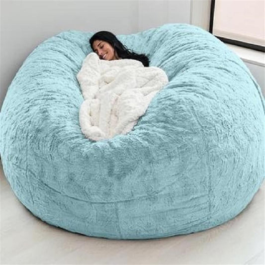 Big Huge Giant Bean Bag Chair for Adults, (No Filler) Bean Bag Chairs in Multiple Sizes and Colors Giant Foam-Filling Required- Machine Washable Covers, Double Stitched Seams (Sky Blue,7FT)