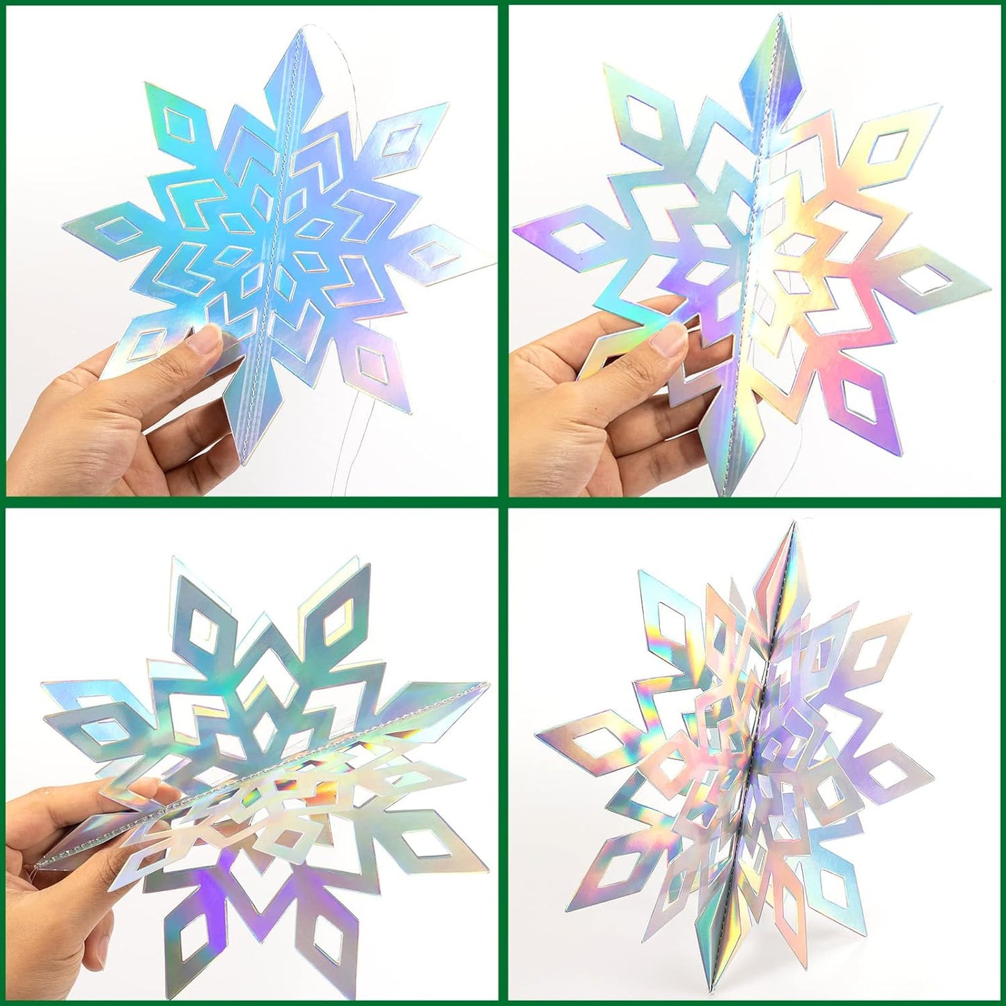 GuassLee Christmas Hanging Snowflakes Decorations Clearance 30pcs 3D Iridescent Paper Snowflakes Snow Flakes Garland for Winter Wonderland Frozen Christmas Birthday Party Decorations