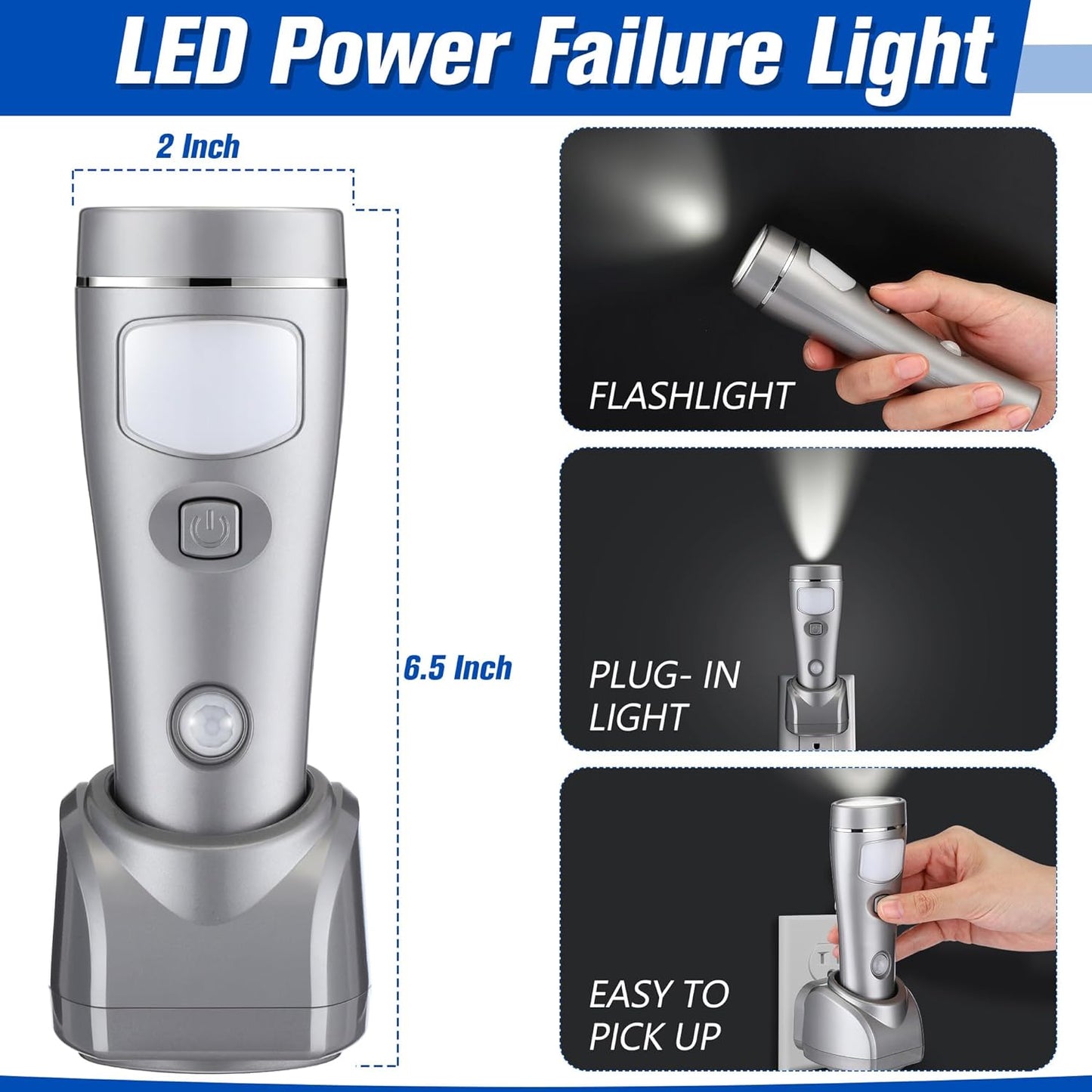 Enhon 4 Pack 4 in 1 LED Emergency Lights for Home Power Failure, Rechargeable Plug in Flashlight Motion Sensor Night Light, Automatic Turn On Power Outage Light for Home Hurricane Supplies