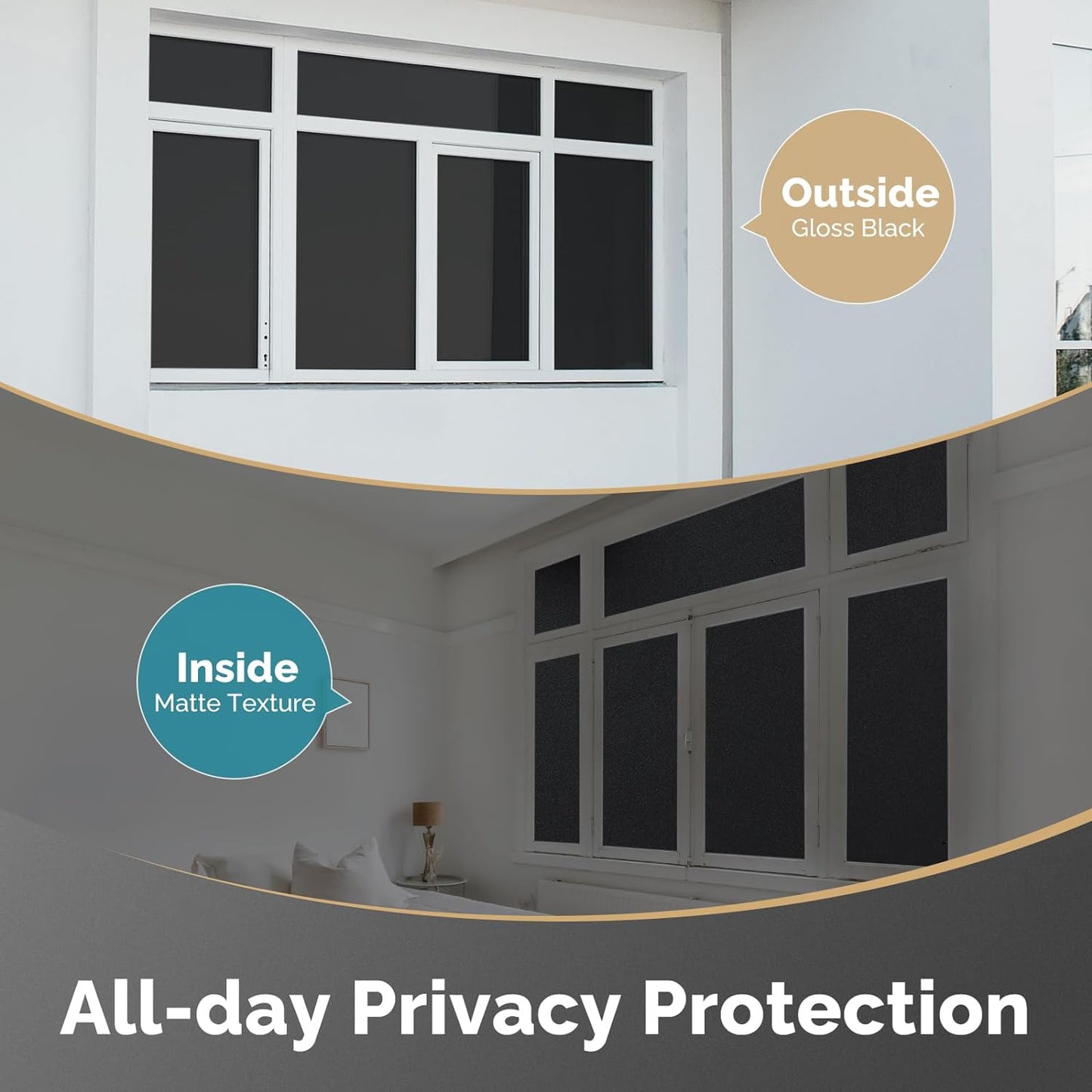 DOWELL Blackout Window Film, 100% Light Sun Blocking Static Cling Frosted Privacy Film for Glass, Heat Control Removable Window Tint, Room Darkening Cover for Day Sleep, Black, 23.6" x 78.7"