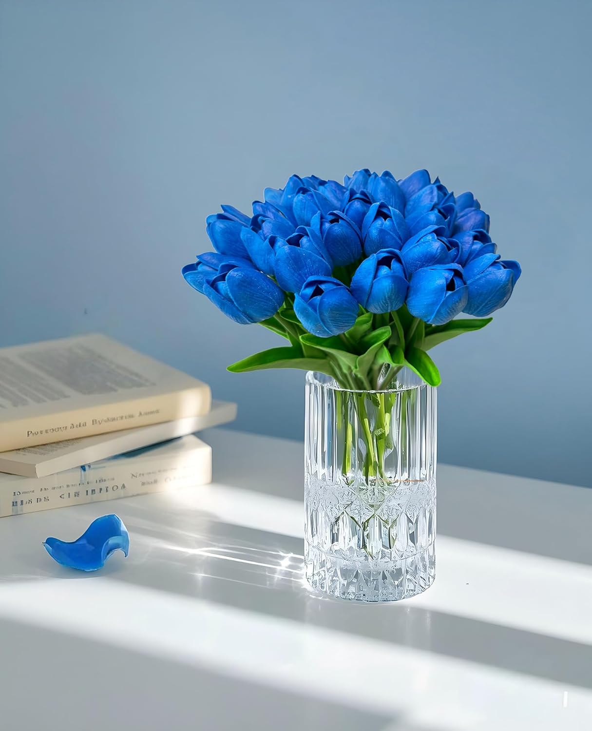 Artificial Tulips Flowers Long Stem Faux Tulips 15PCS Real Touch Fake Tulip for Vase Farmhouse Kitchen Spring & Wedding Home Decor