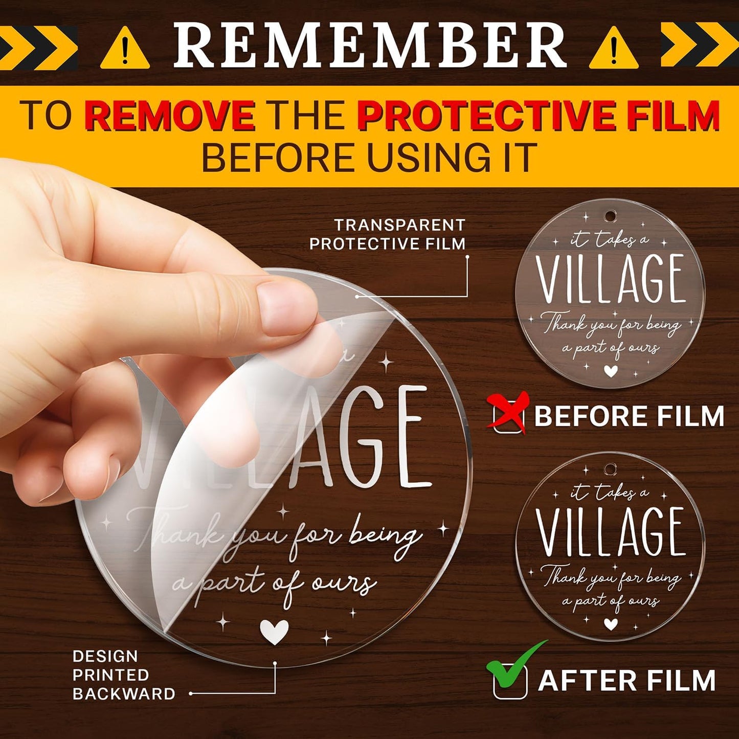 HEXMOZ Thank You Gifts for Women, Men - It Takes a Village Ornament - Teacher Ornament - Appreciation Gift for Teacher Coworker Daycare Provider Nanny Babysitter Coach - Acrylic Christmas Ornaments