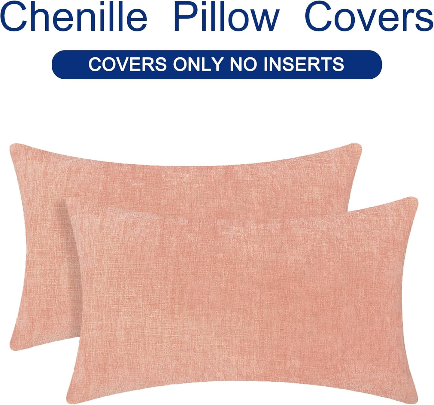 CaliTime Throw Pillow Covers Decorative 16 X 26 Inches Pack of 2 Cozy Chenille Cushion Cases for Couch Sofa Bed Living Room Home Dusty Pink