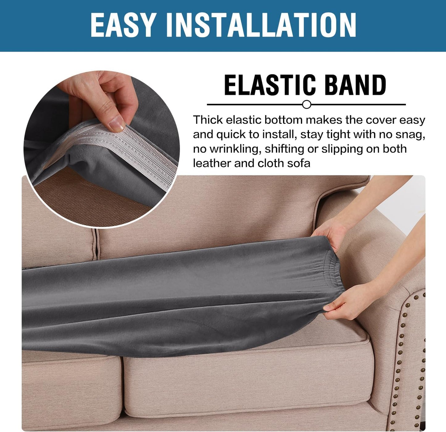 H.VERSAILTEX Velvet Stretch Individual Loveseat Couch Cover Plush Slipcover for Sofa Furniture Protector Seat Cover (1 Piece Loveseat Cushion Cover, Grey)