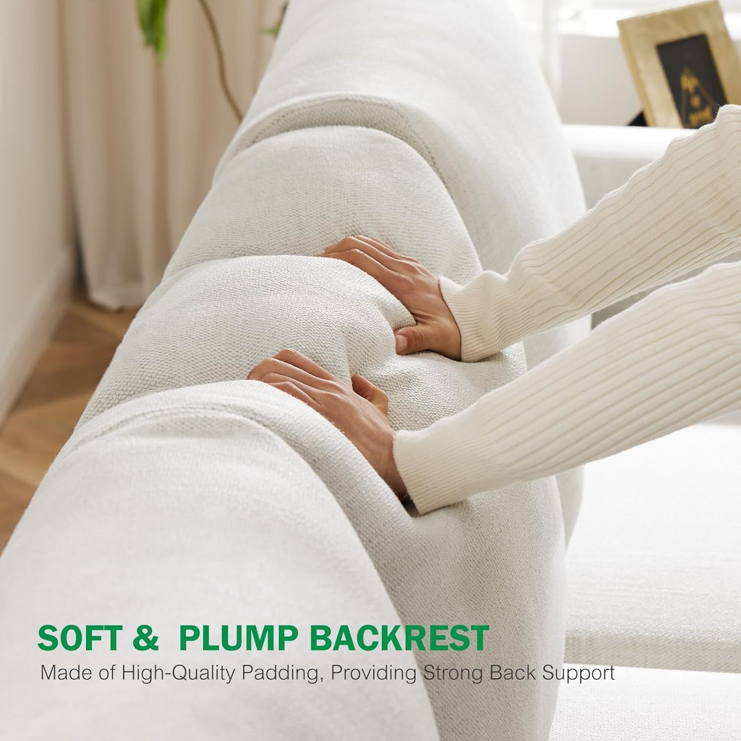 38.5 Oversized Accent Chair with Storage Beige, Single Modern Accent Sofa Chair with Arms for Apartment Living Room Linen(21" Deep Seat)