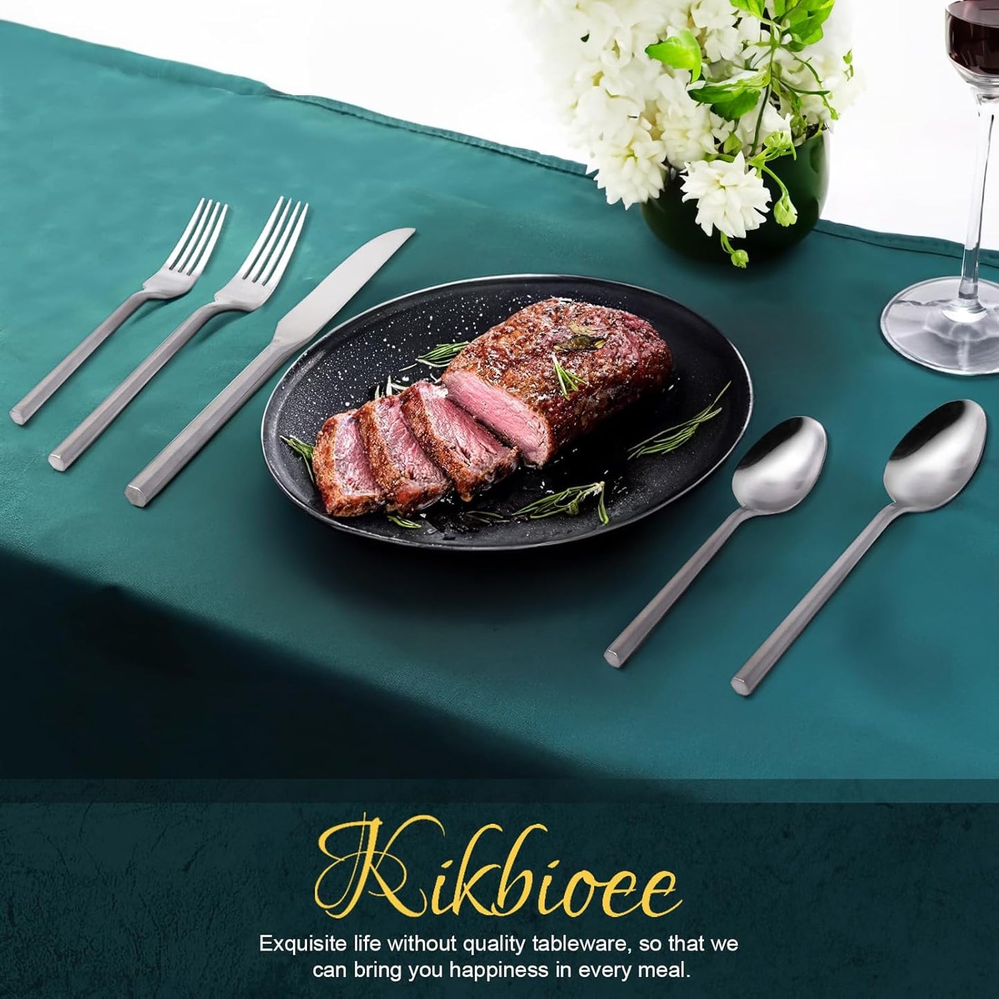 20 Piece Stainless Steel Silverware Set, Handle Flatware, Modern Matte Finish Cutlery Set, Service for 4, Dishwasher Safe