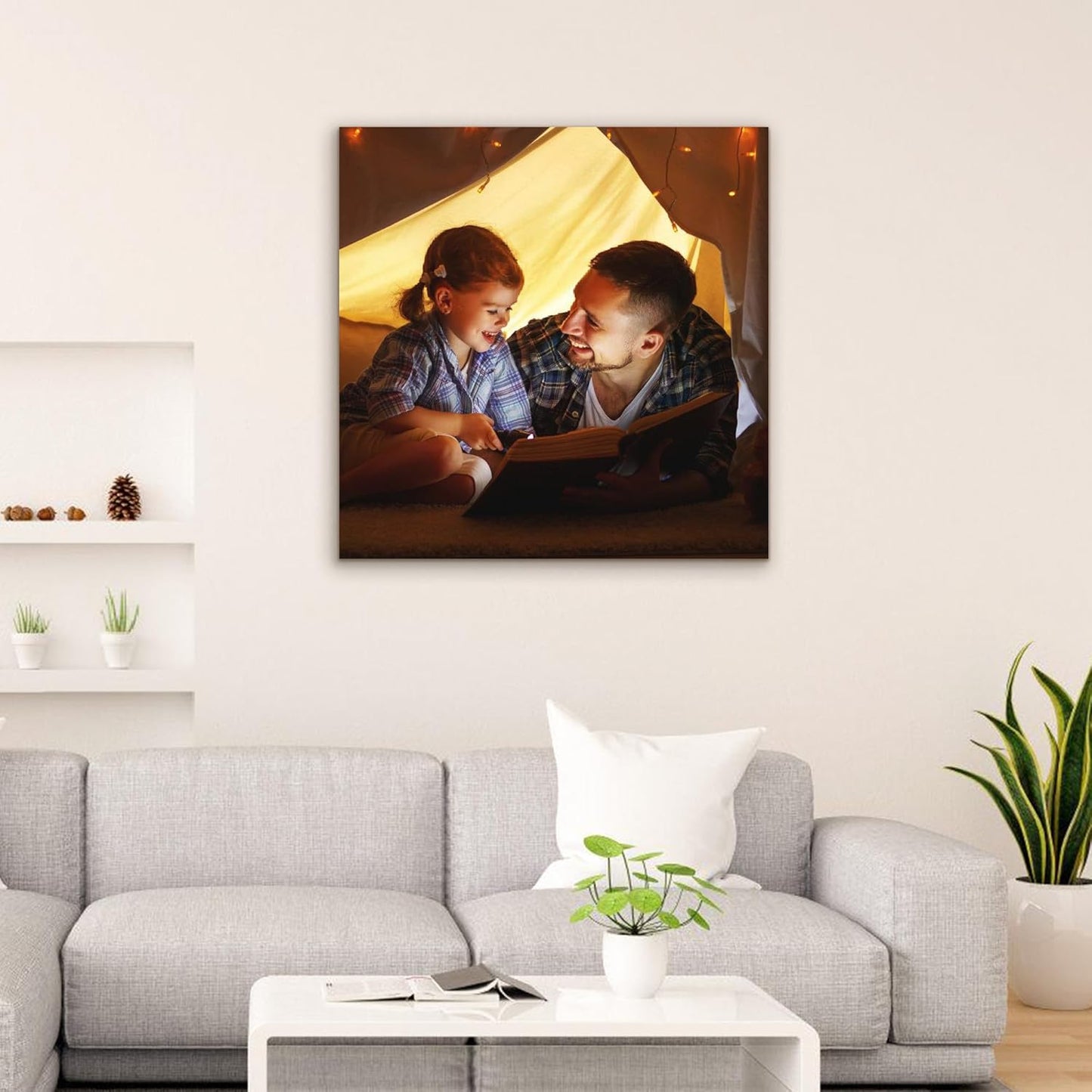Custom Canvas Prints with Your Photos- Personalized Print Canvas Pictures, Custom Wall Art Gift for Living Room, Bedroom, Wedding Family Baby Pets Framed 24 x 24 inche