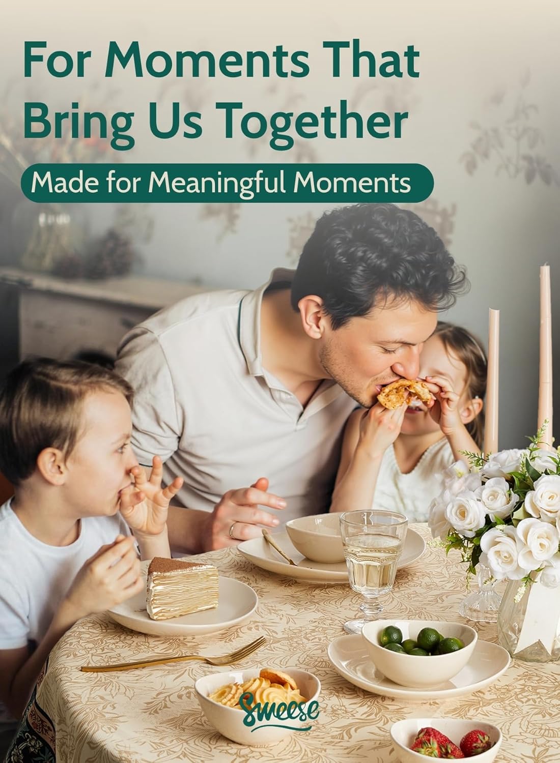 Sweese Porcelain Bowls 6-Pack - 5 Inch, 10 oz for Dessert, Soup, Rice, Microwave, Dishwasher Safe - Beige