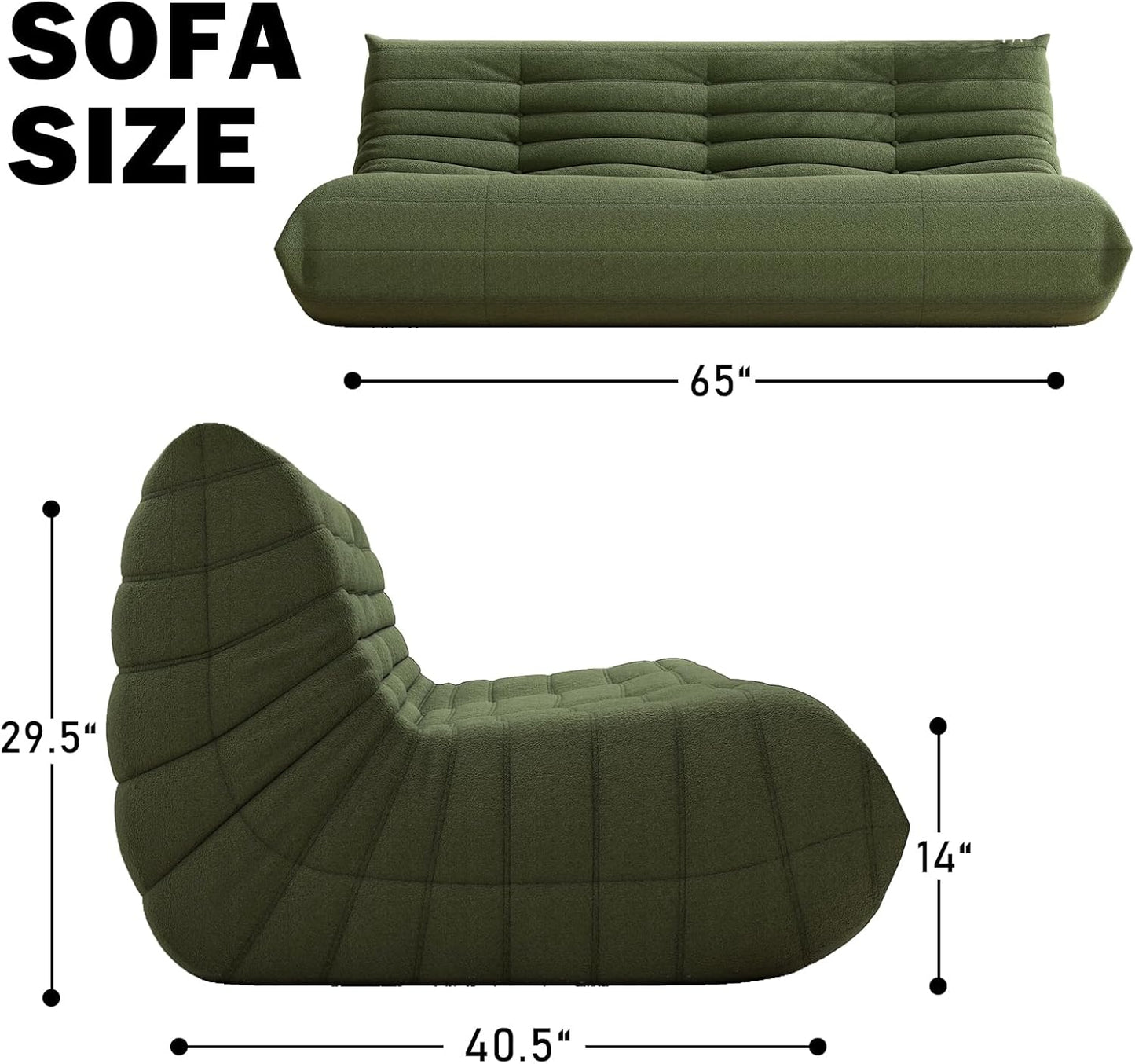 Big Bean Bag Chairs for Adults, 3 Seater Large Floor Sofa (Green)