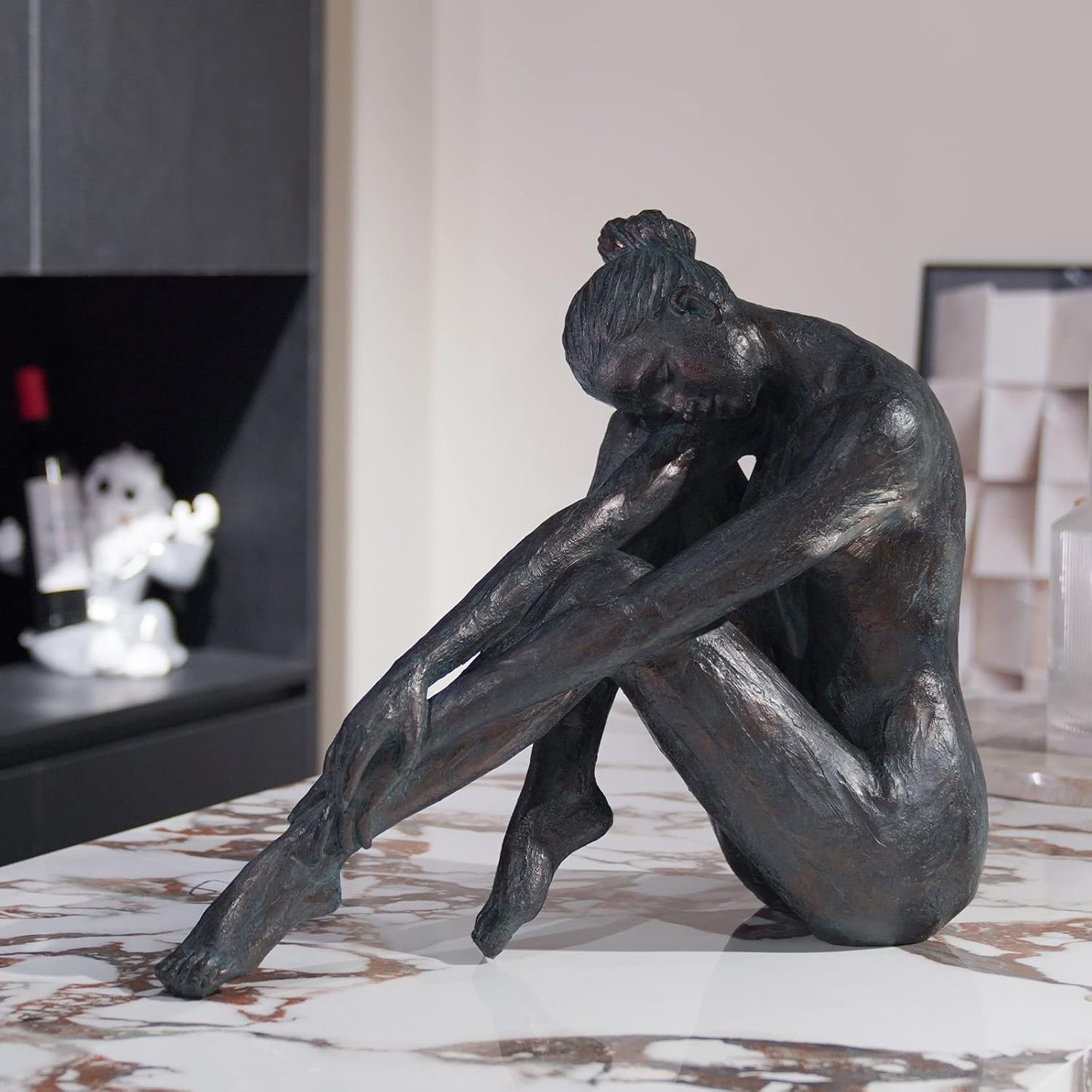 Guichifun Yoga Dancer Statue Home Decoration - Resin Bronze Sculpture Modern Creative Home Garden Statue Handicrafts Art Ware Home Décor Office Room or Outdoor Garden Gifts 16.3 x 7.15 x 13.9 Inch