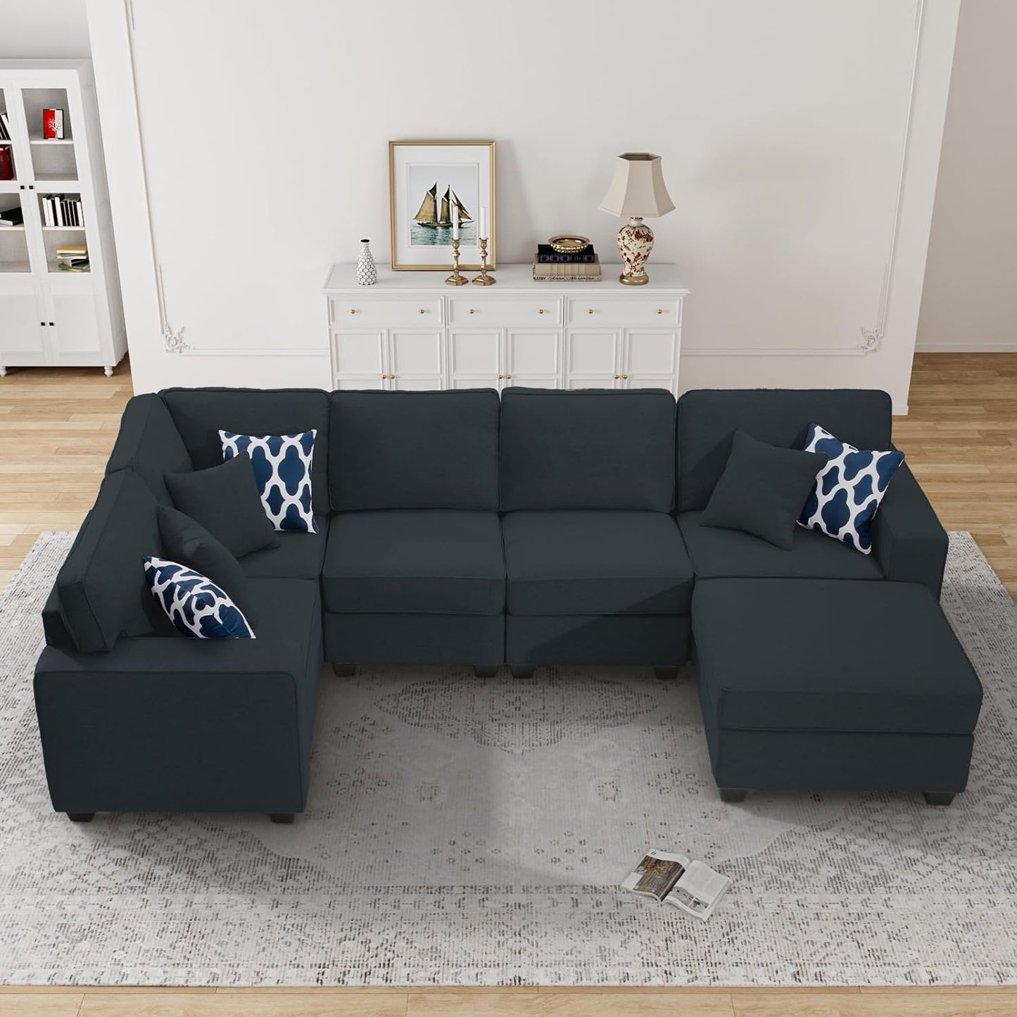 L Lengend Vansen Modular Sectional Sofa U Shaped Couch with Ottoman Modern Reversible Corner Sectional Couch for Living Room (Charcoal, U Shaped Sofa-1)