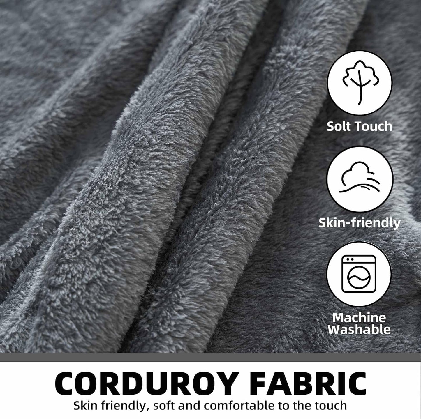 5FT，Big Bean Bag Chairs for Adults，Large beanbag with Filler Included，Memory Foam Material，Easy to Clean and Washable Corduroy Fabric，Suitable for Living Room and Bedroom (Dark Gray, 5 Foot)