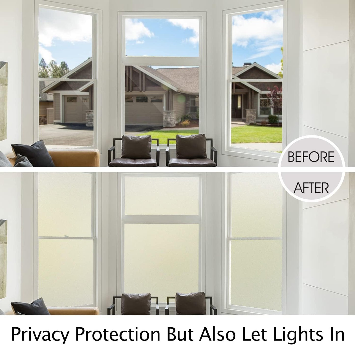 HIDBEA Frosted Window Privacy Film Heat Control UV Blocking, Static Cling Non-Adhesive Reusable Door coverings for Bathroom Home Office (Frosted 23.6 Inch x 13.1 Feet)