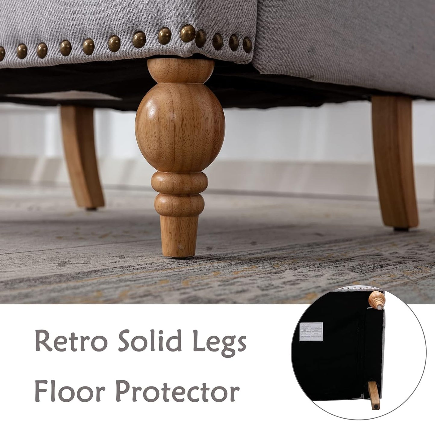 chairus Linen Accent Chair for Living Room Upholstered Mid Century Modern Single Sofa Chair with Solid Wood Legs Comfy Reading Chair Armchair for Bedroom/Office Room/Recption/Lounge, Grey