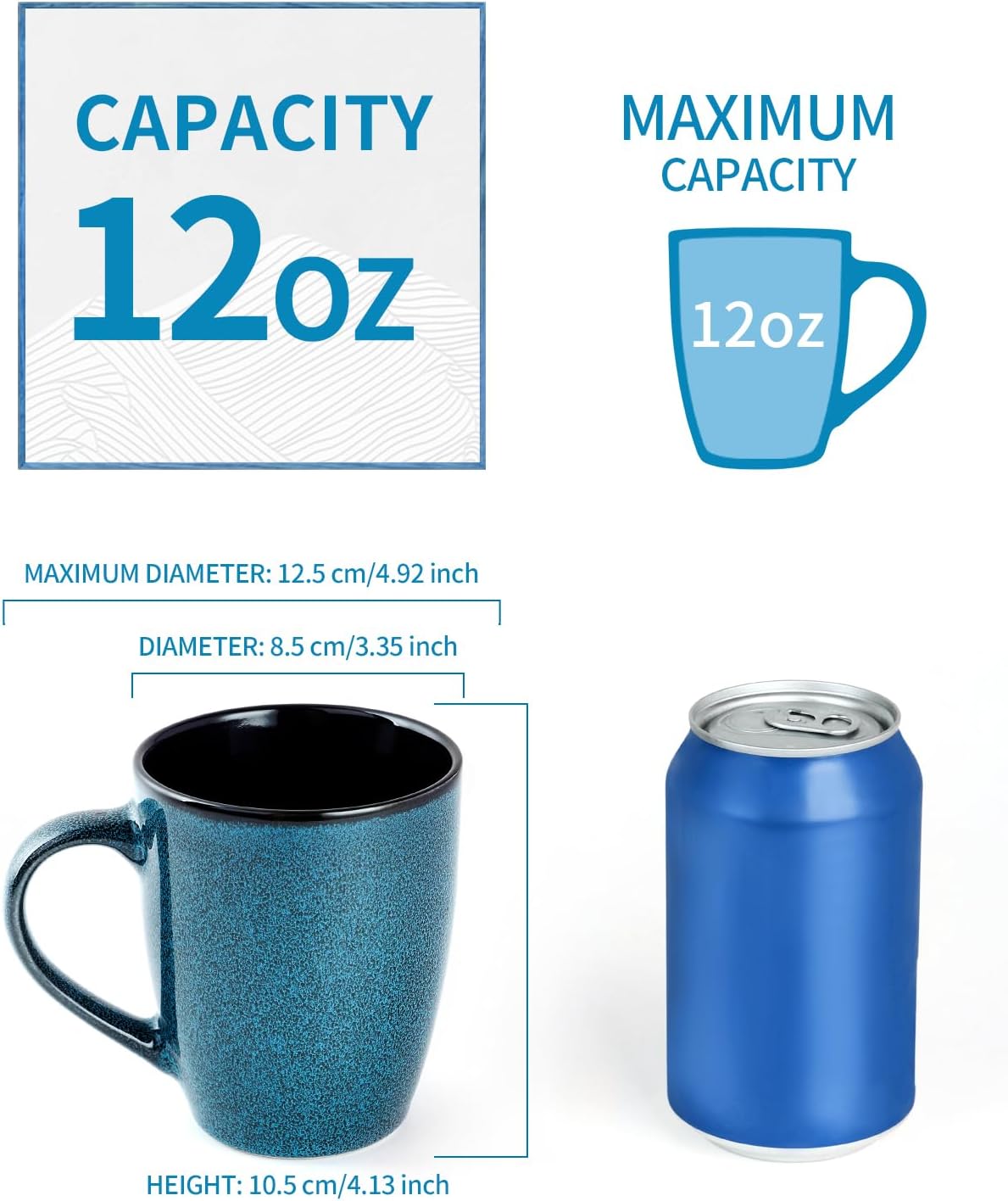 Ceramic Mugs 12oz,Large Ceramic Coffee Cups for Men, Women, Dad, Mom, Modern Coffee Mugs With Handle For Tea,Latte,Cappuccino,Cocoa. (green and brown 4pack)