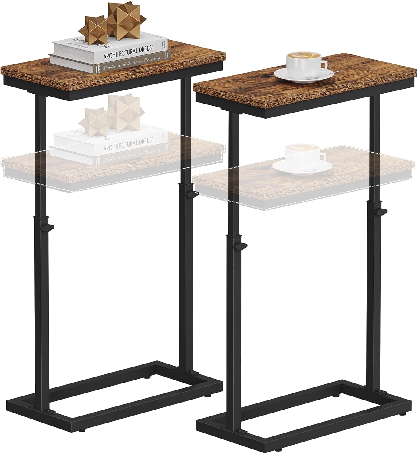 TUTOTAK End Table, Side Table, Tall Couch Table, Sofa Table, Living Room, Bedroom, Brown TB01BB0832